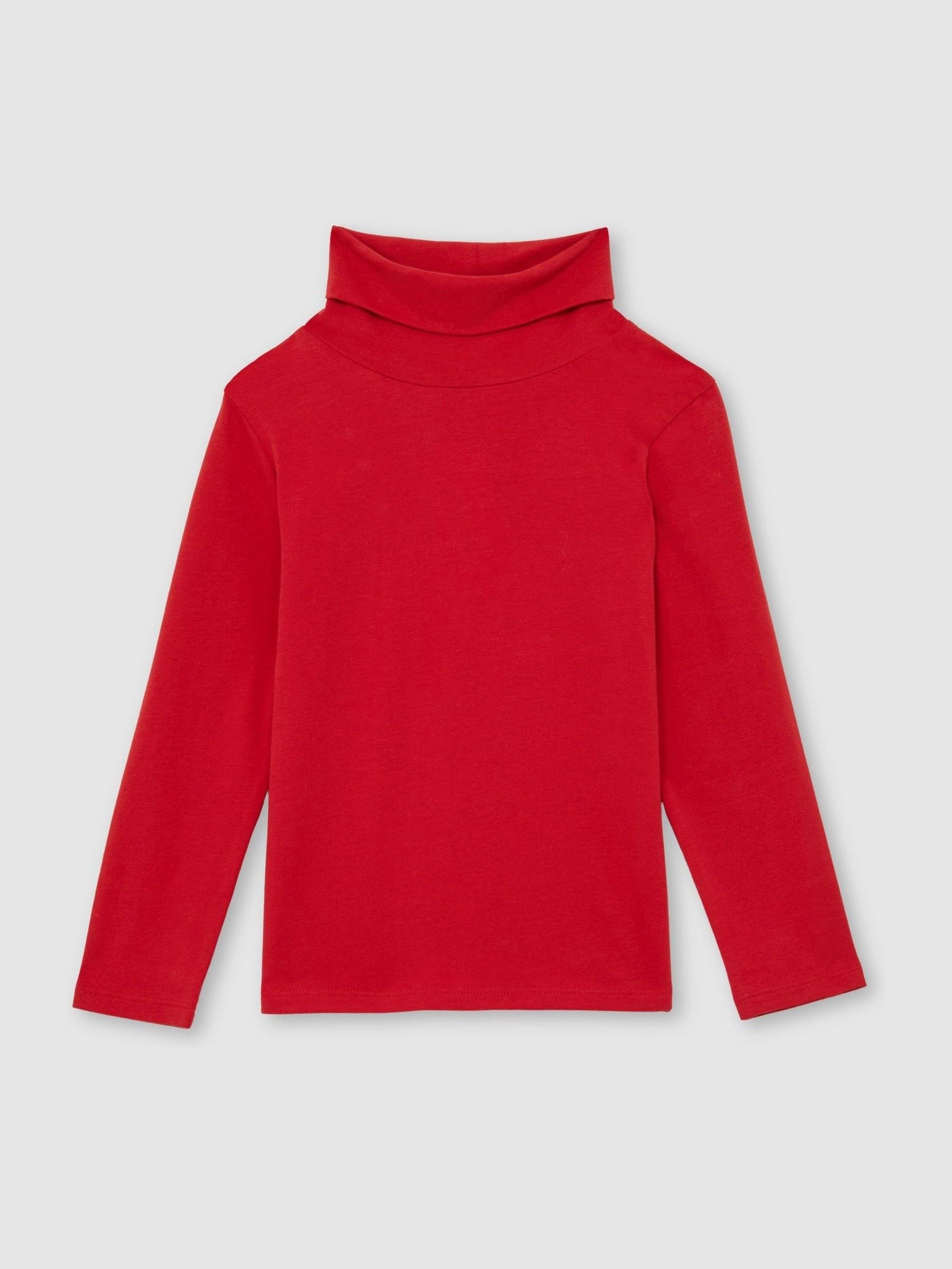 9-13 yrs Cotton-Jersey Roll-Neck Top with Stretch in Red - Image 2 of 4