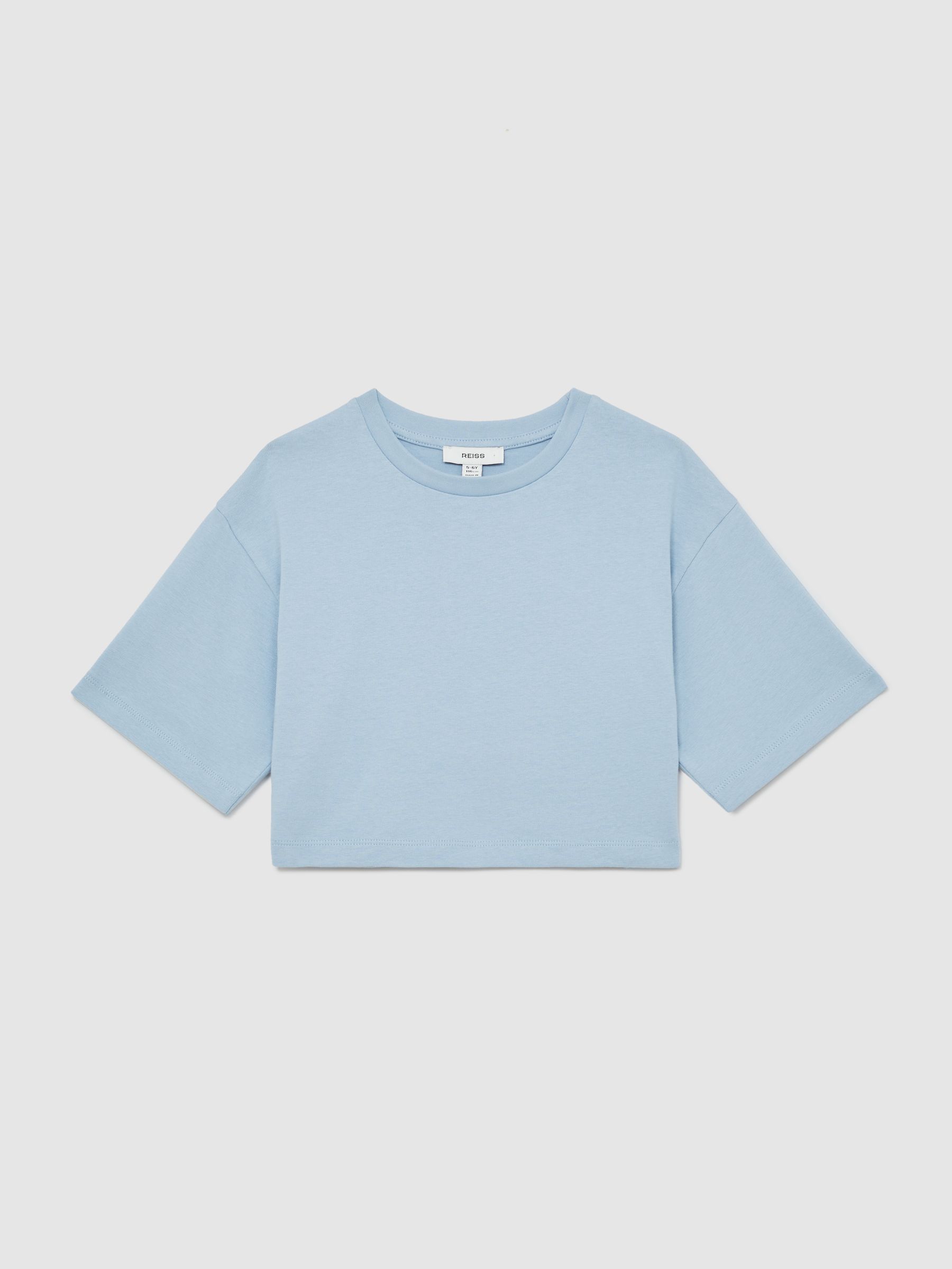 9-13 yrs Cotton Oversized Cropped T-Shirt in Blue - Image 2 of 4