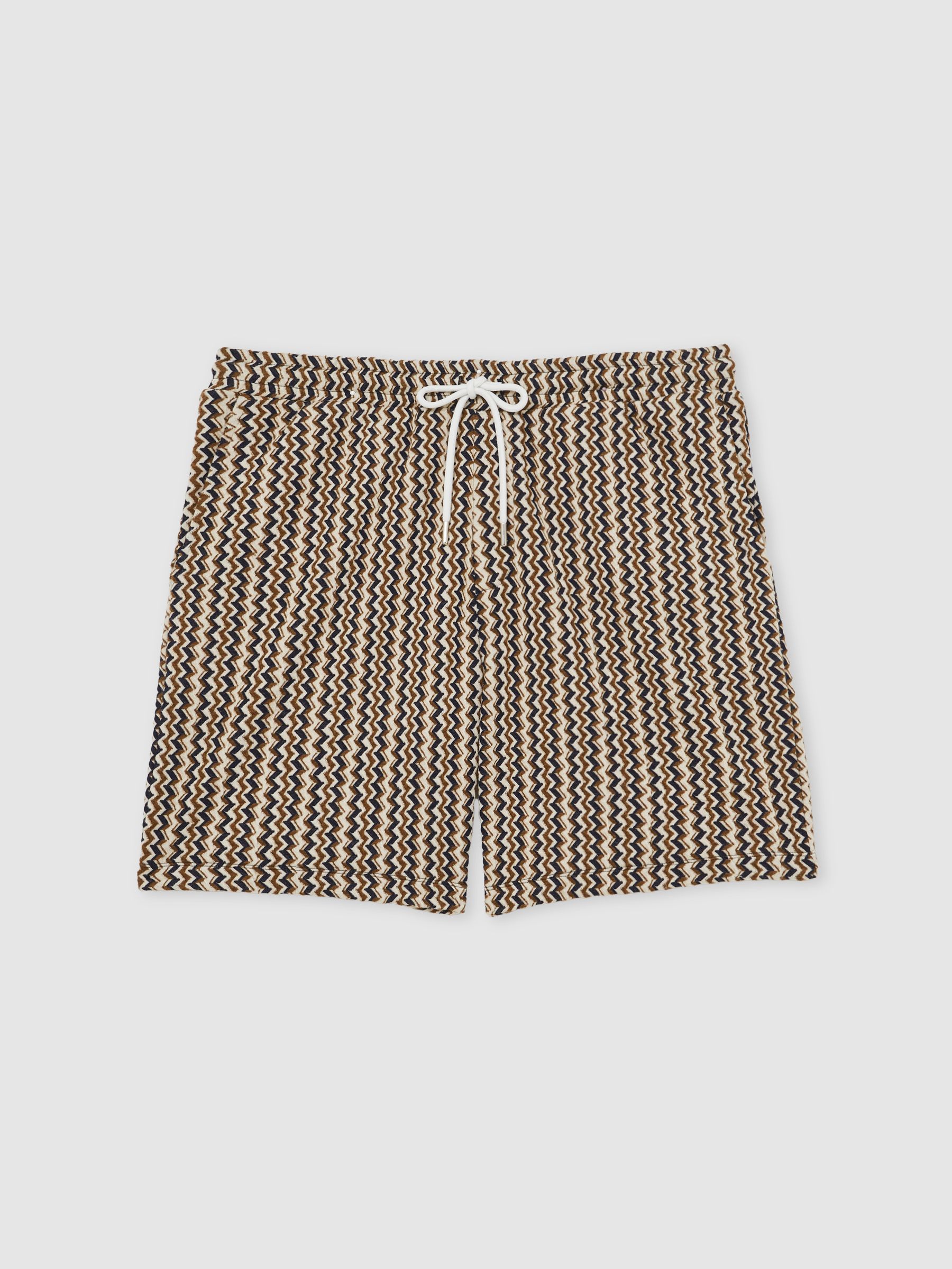 Zig-Zag Knit Drawstring Shorts in Tobacco Brown - Image 2 of 6
