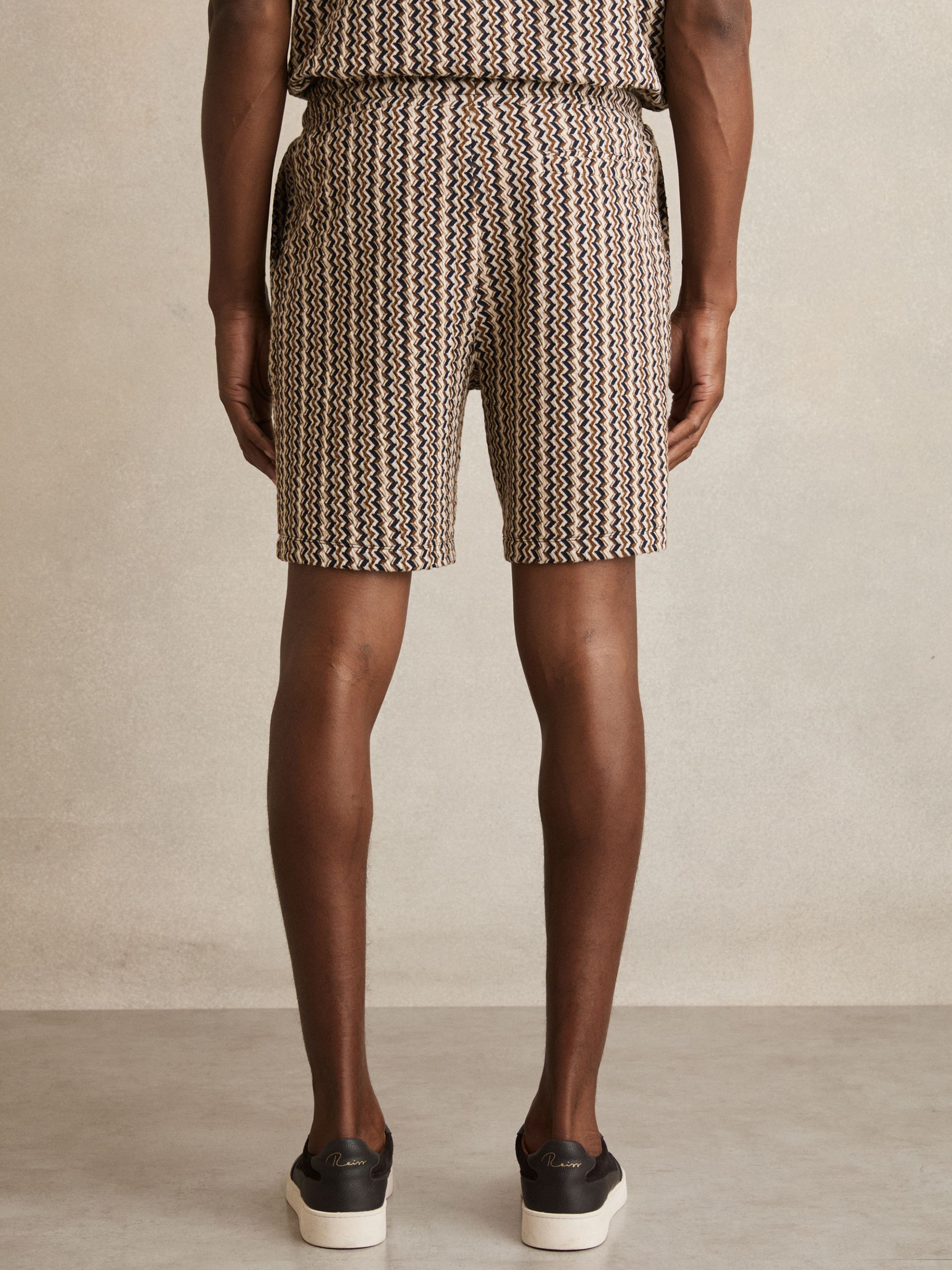Zig-Zag Knit Drawstring Shorts in Tobacco Brown - image 3