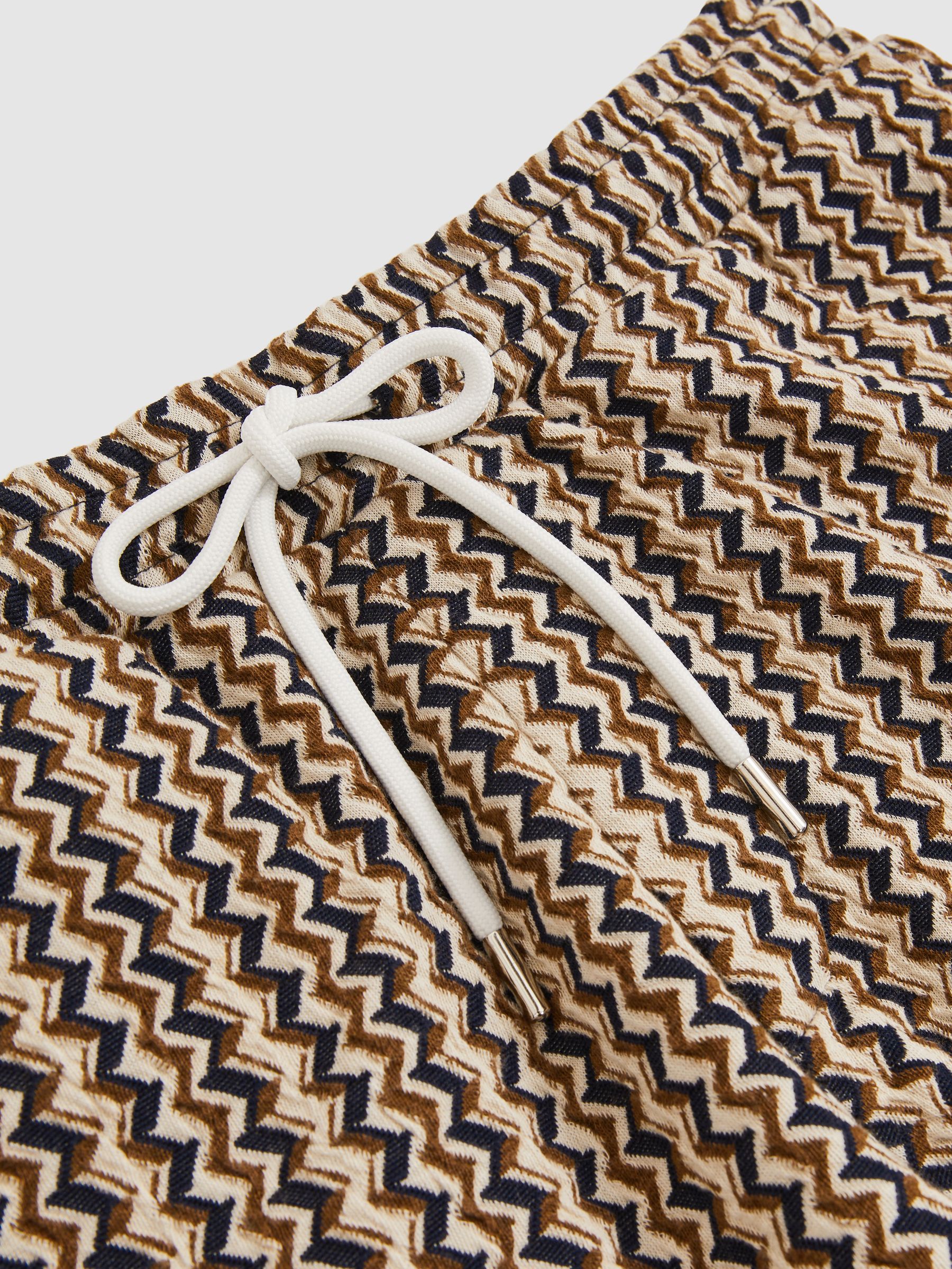 Zig-Zag Knit Drawstring Shorts in Tobacco Brown - Image 6 of 6