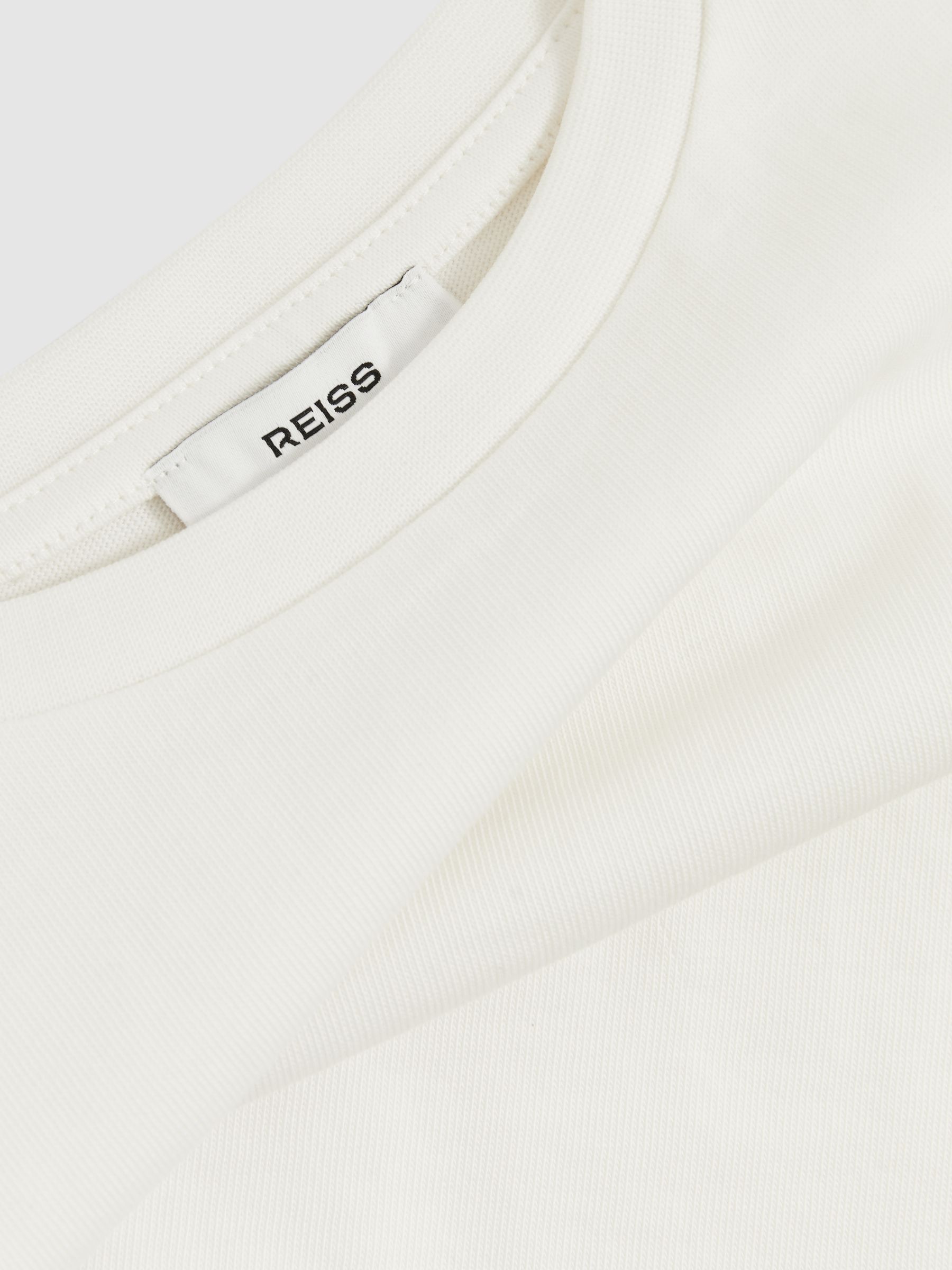 9-13 yrs Cotton Oversized Cropped T-Shirt in Ivory - Image 4 of 4