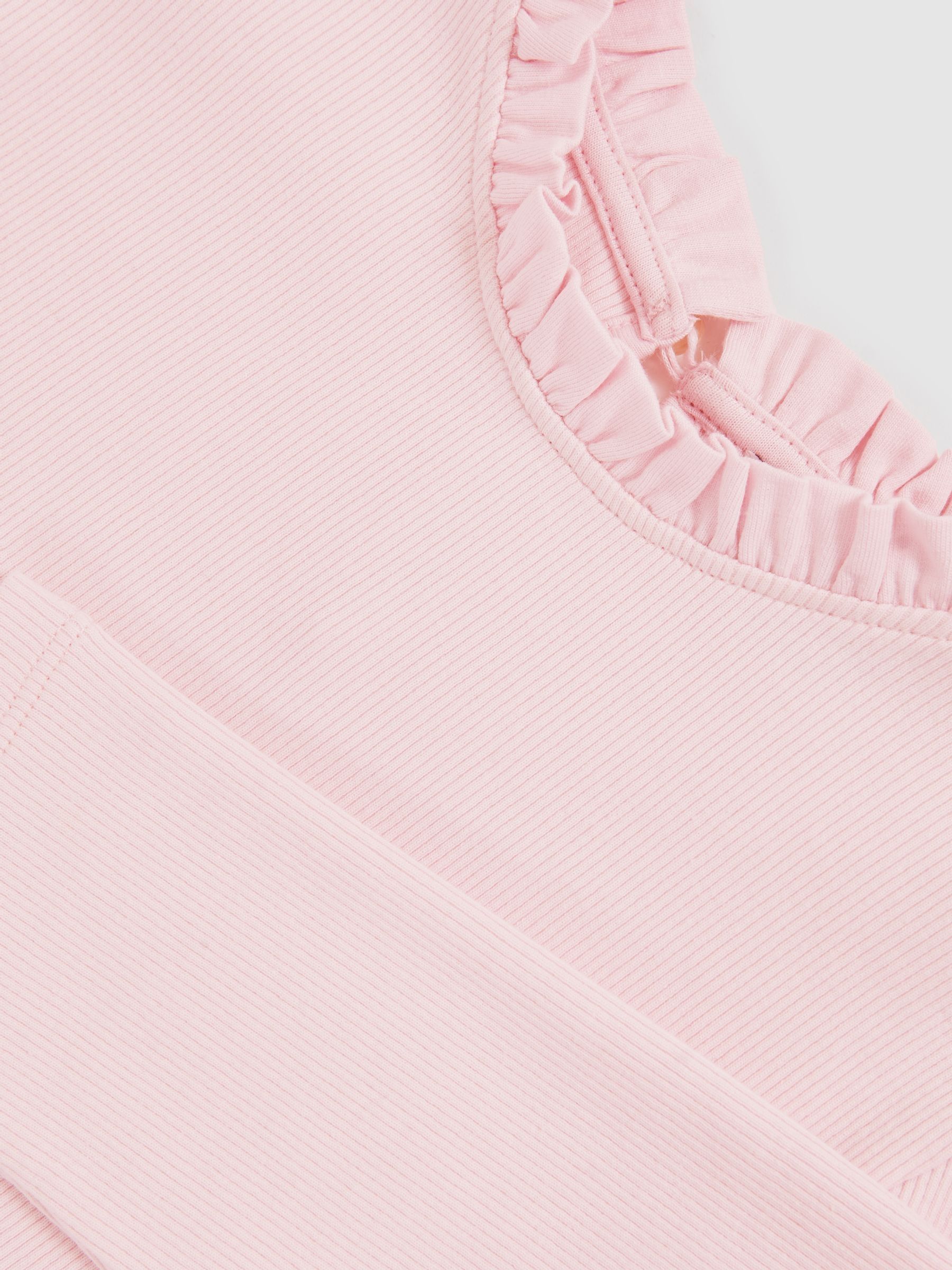9-13 yrs Stretch-Cotton Ruffle-Neck Top in Pink - Image 4 of 4