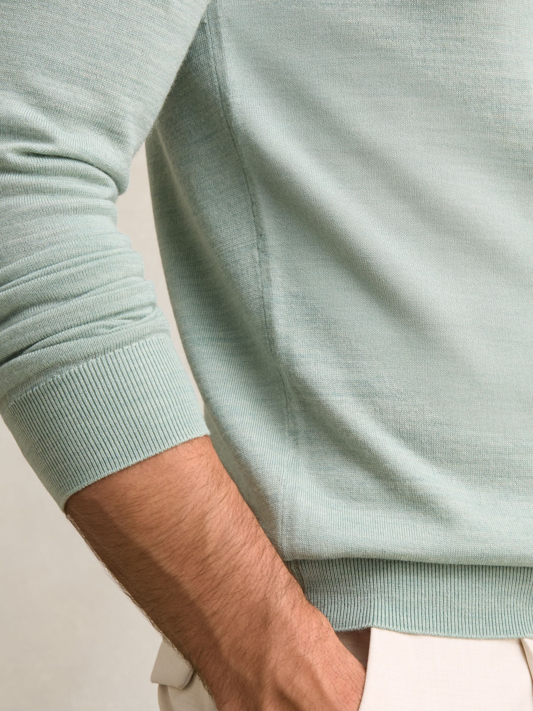 Wool Half-Zip Jumper in Sage Green Melange - image 5