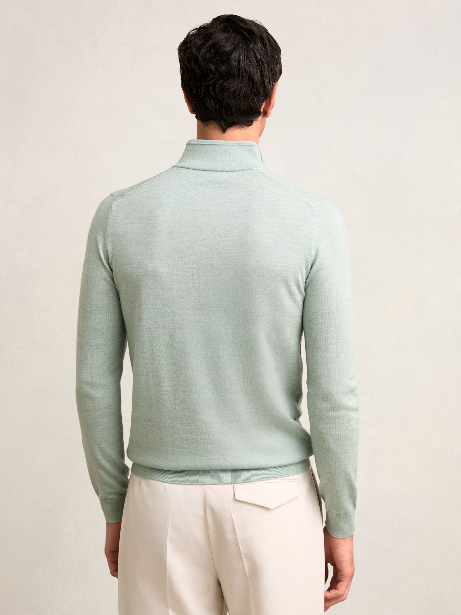Wool Half-Zip Jumper in Sage Green Melange - image 4