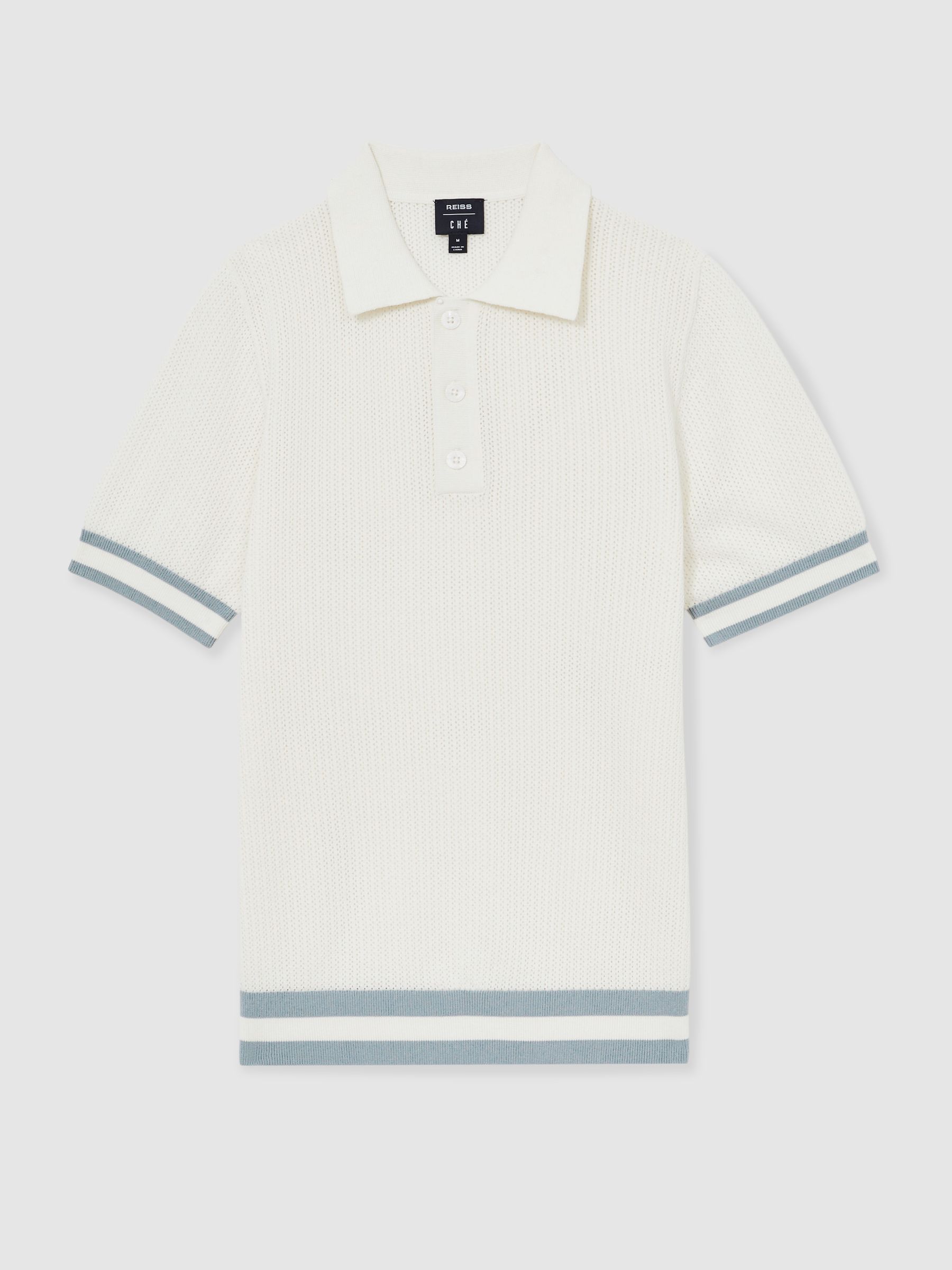 Reiss | Ché Cotton Knit Polo Shirt in White - Image 2 of 7