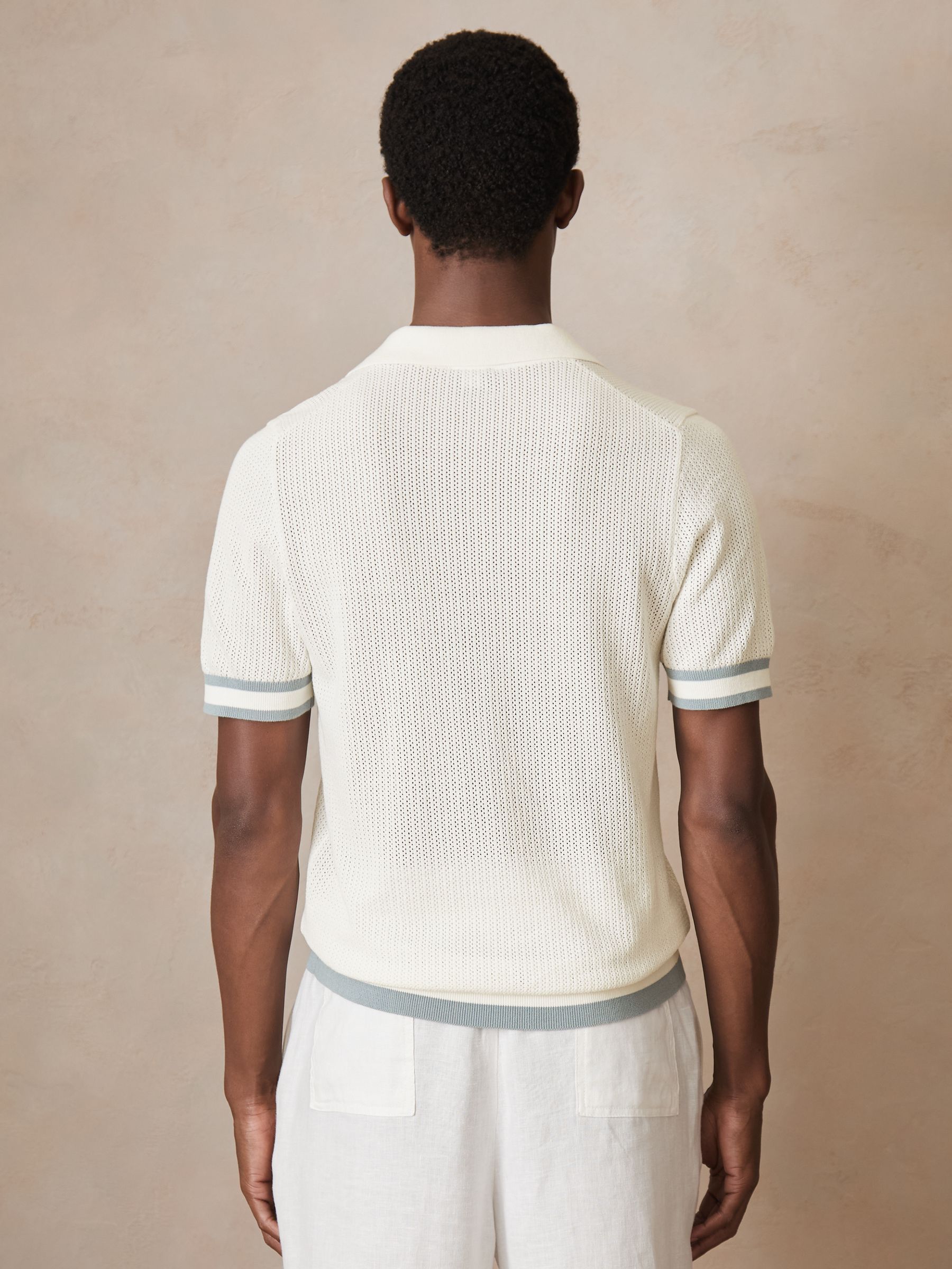 Reiss | Ché Cotton Knit Polo Shirt in White - Image 5 of 7