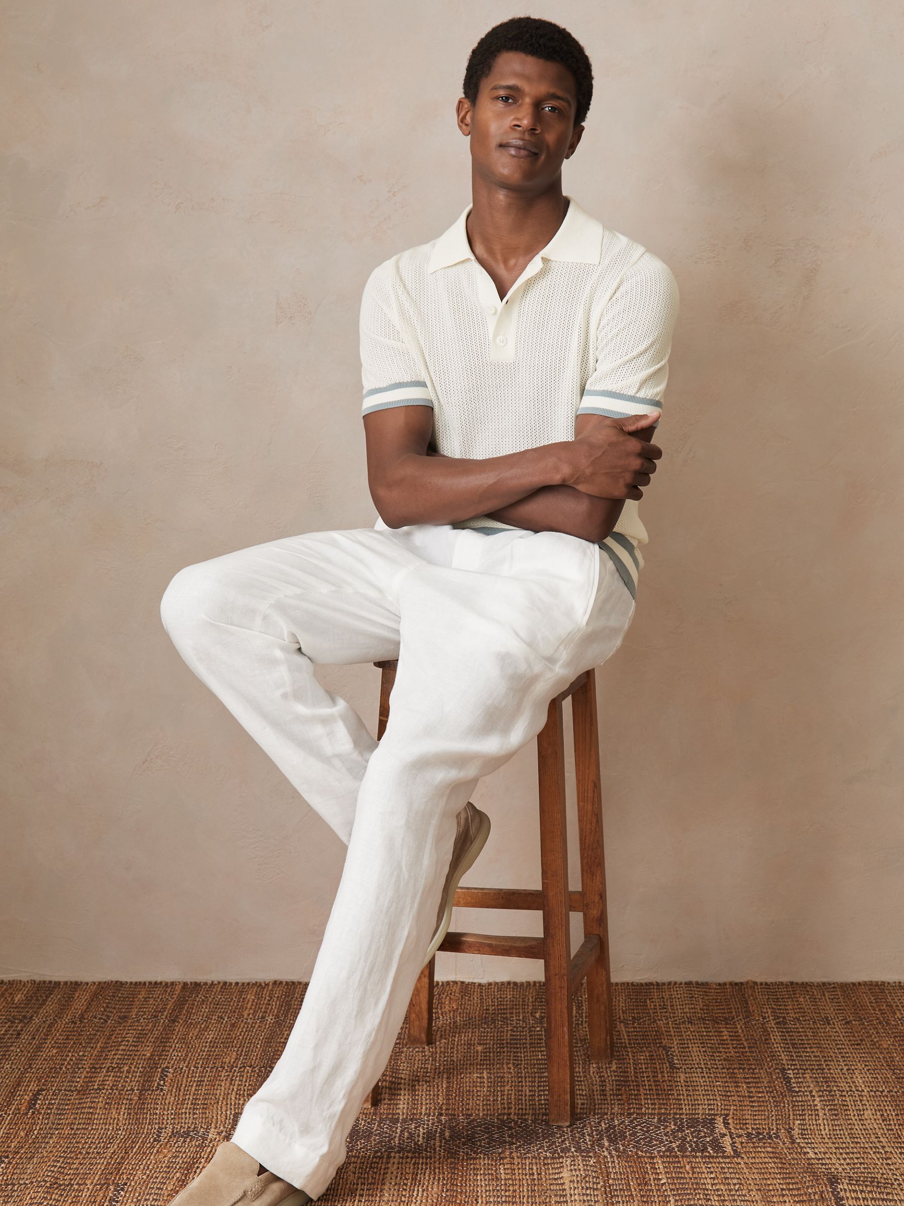 Reiss | Ché Cotton Knit Polo Shirt in White - Image 6 of 7