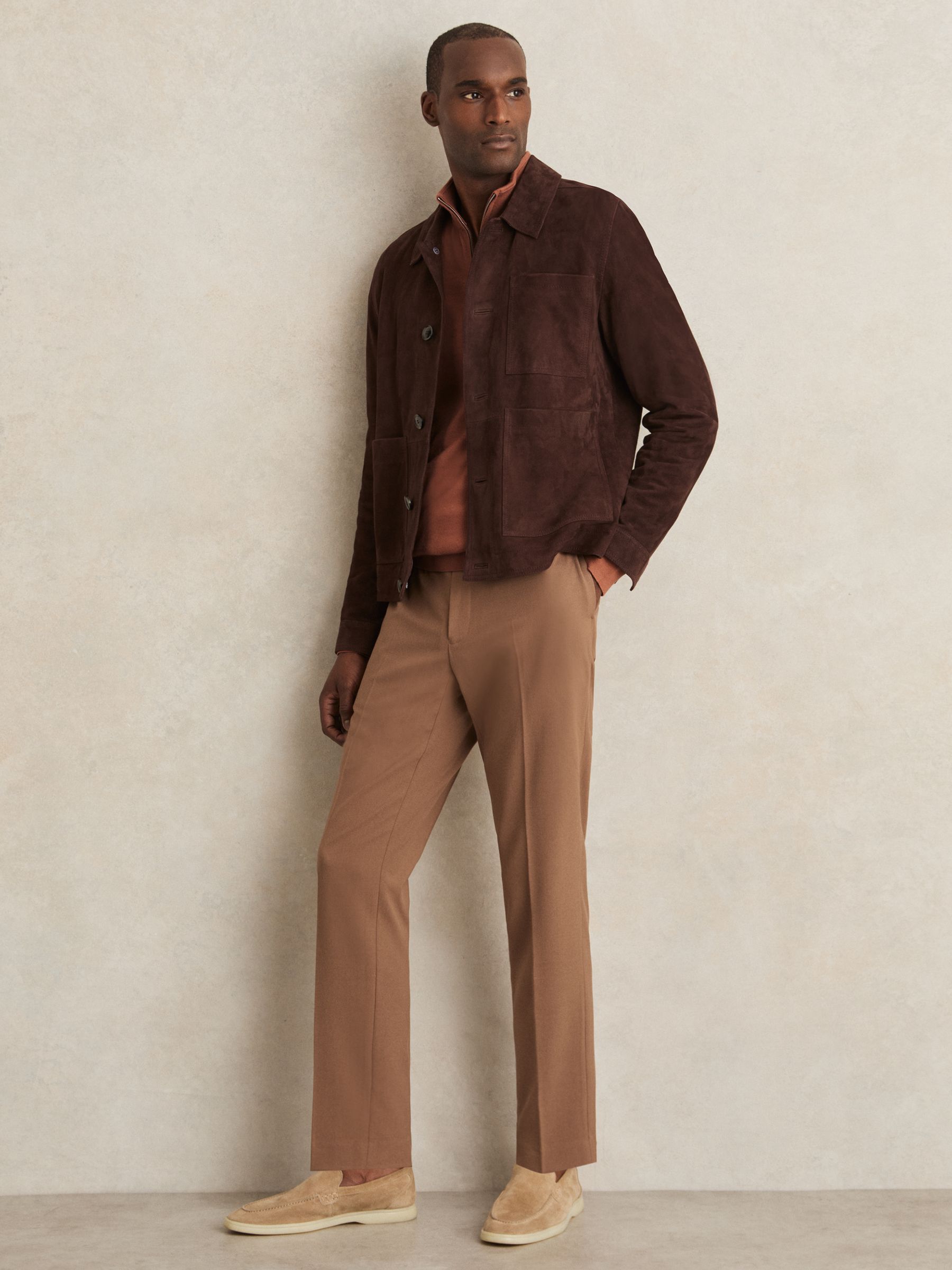 Merino Wool Half-Zip Funnel Neck Jumper in Cinnamon Brown - Image 5 of 6