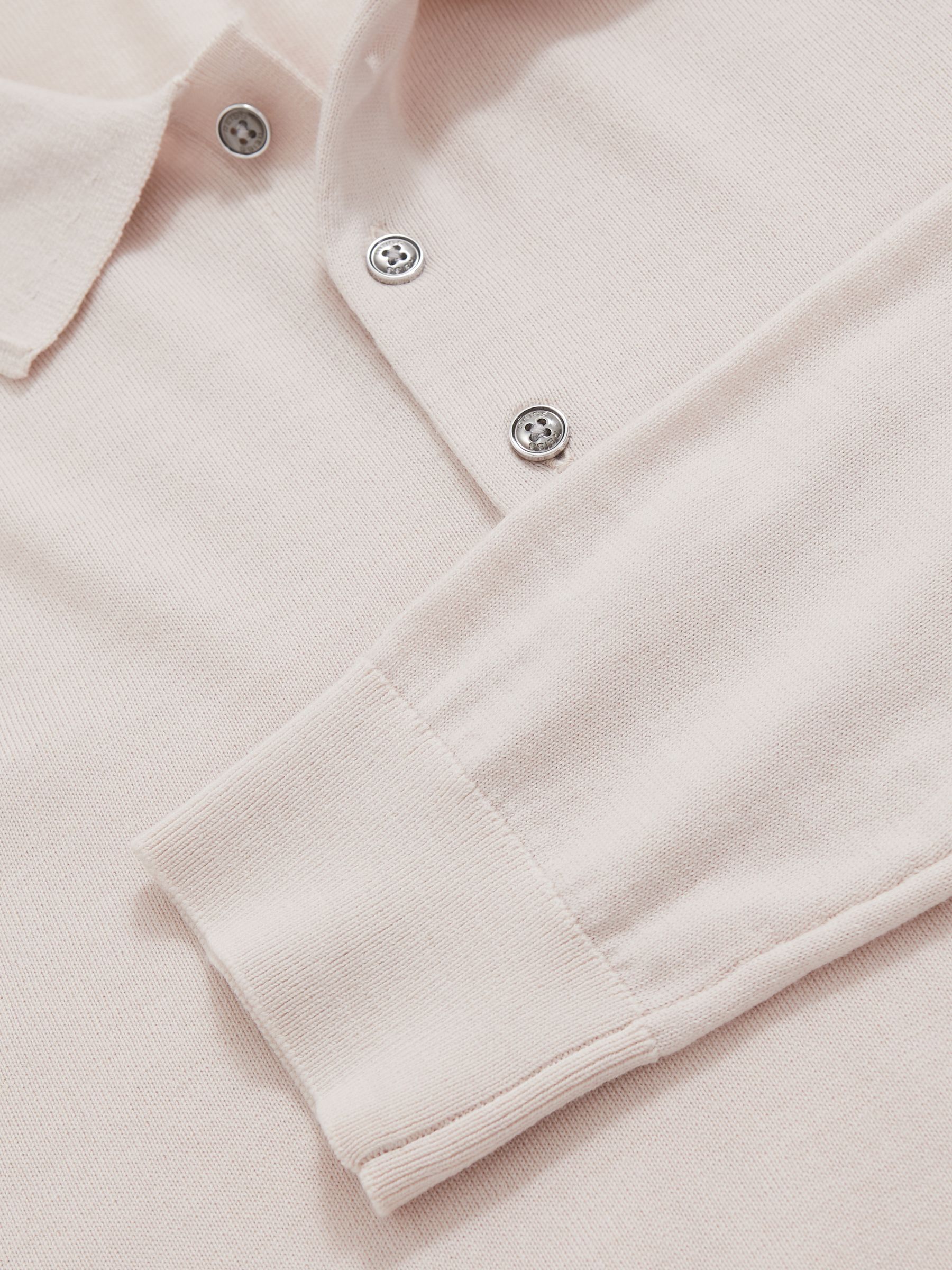 Merino Wool Long-Sleeve Polo Shirt in Beige - Image 5 of 5
