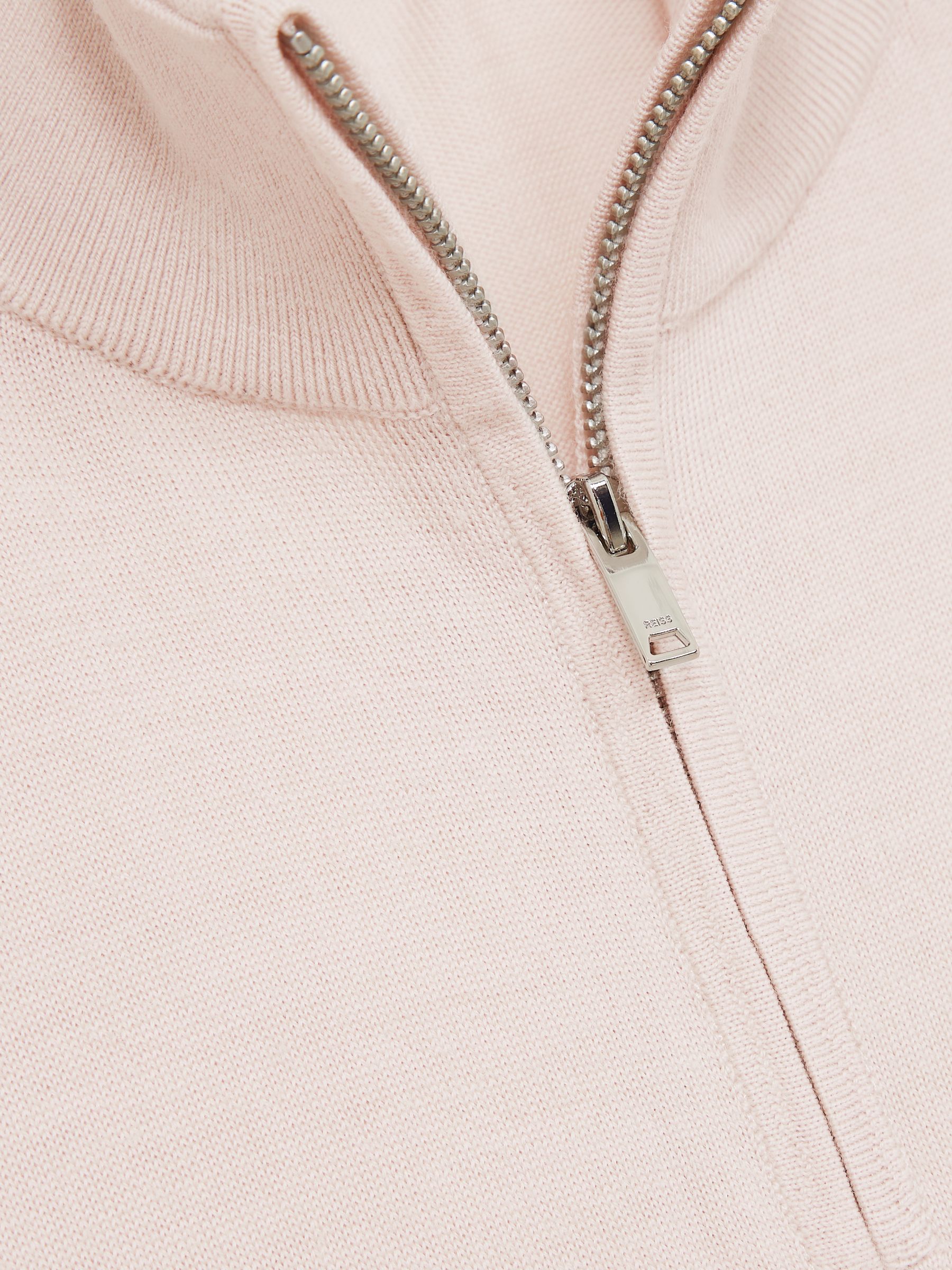 Merino Wool Half-Zip Funnel Neck Jumper in Beige - Image 7 of 7