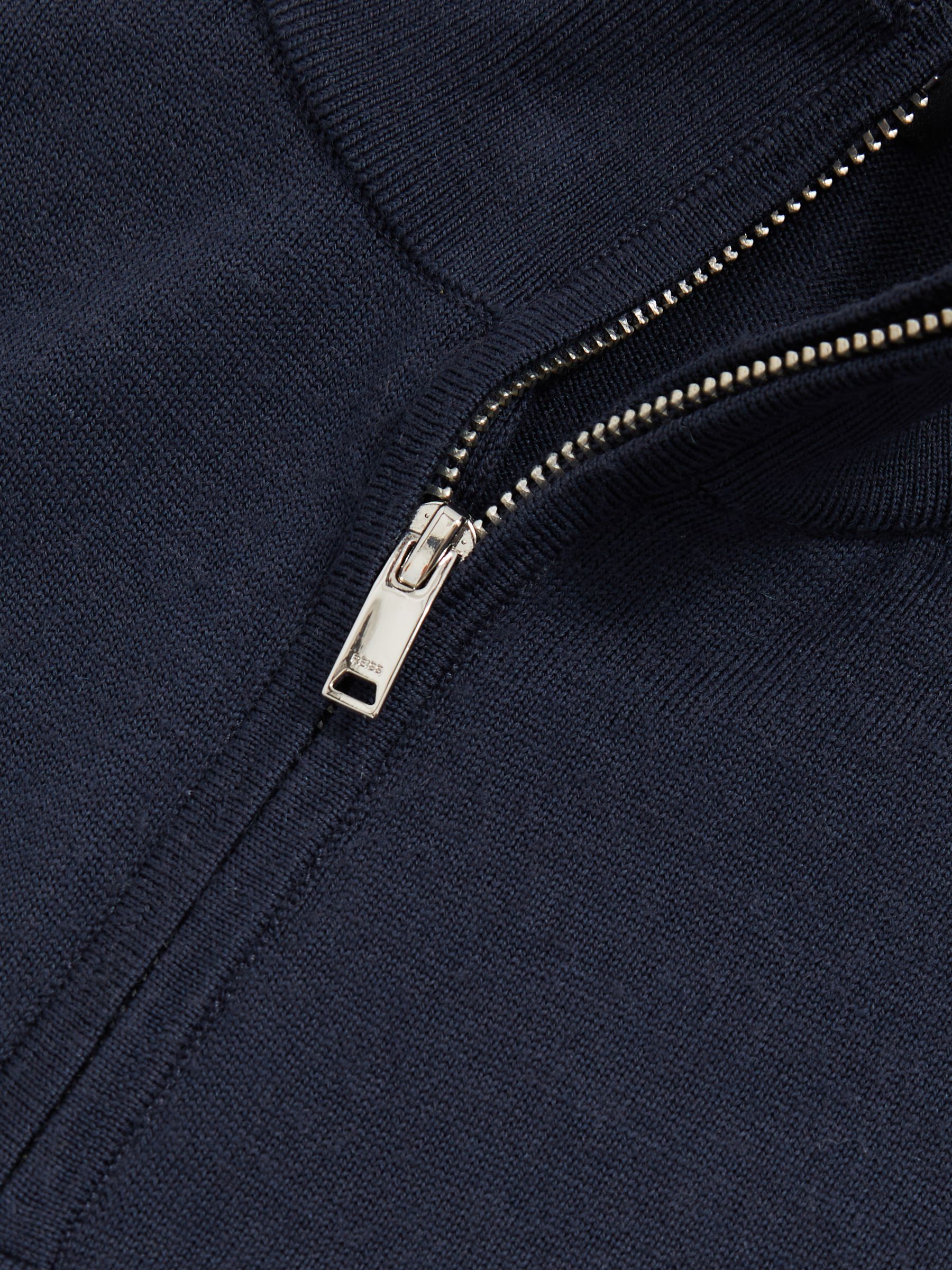 Merino Wool Half-Zip Funnel Neck Jumper in Midnight Navy - Image 5 of 5