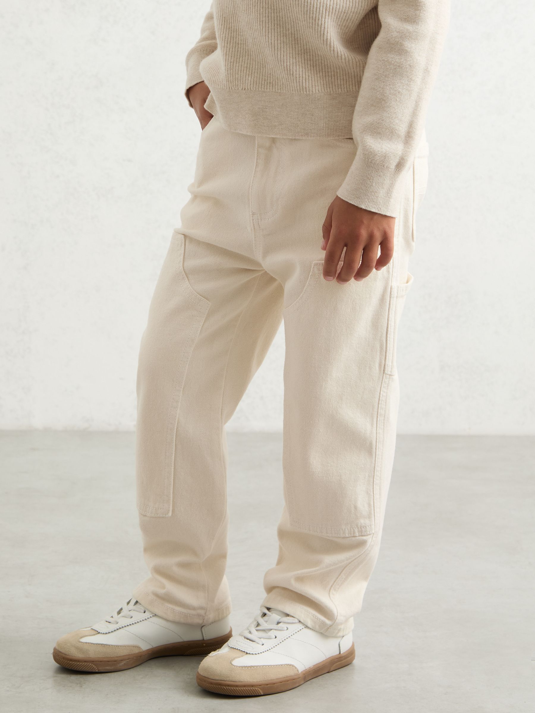 13-14 yrs Straight-Leg Carpenter Jeans in Off White - Image 3 of 4