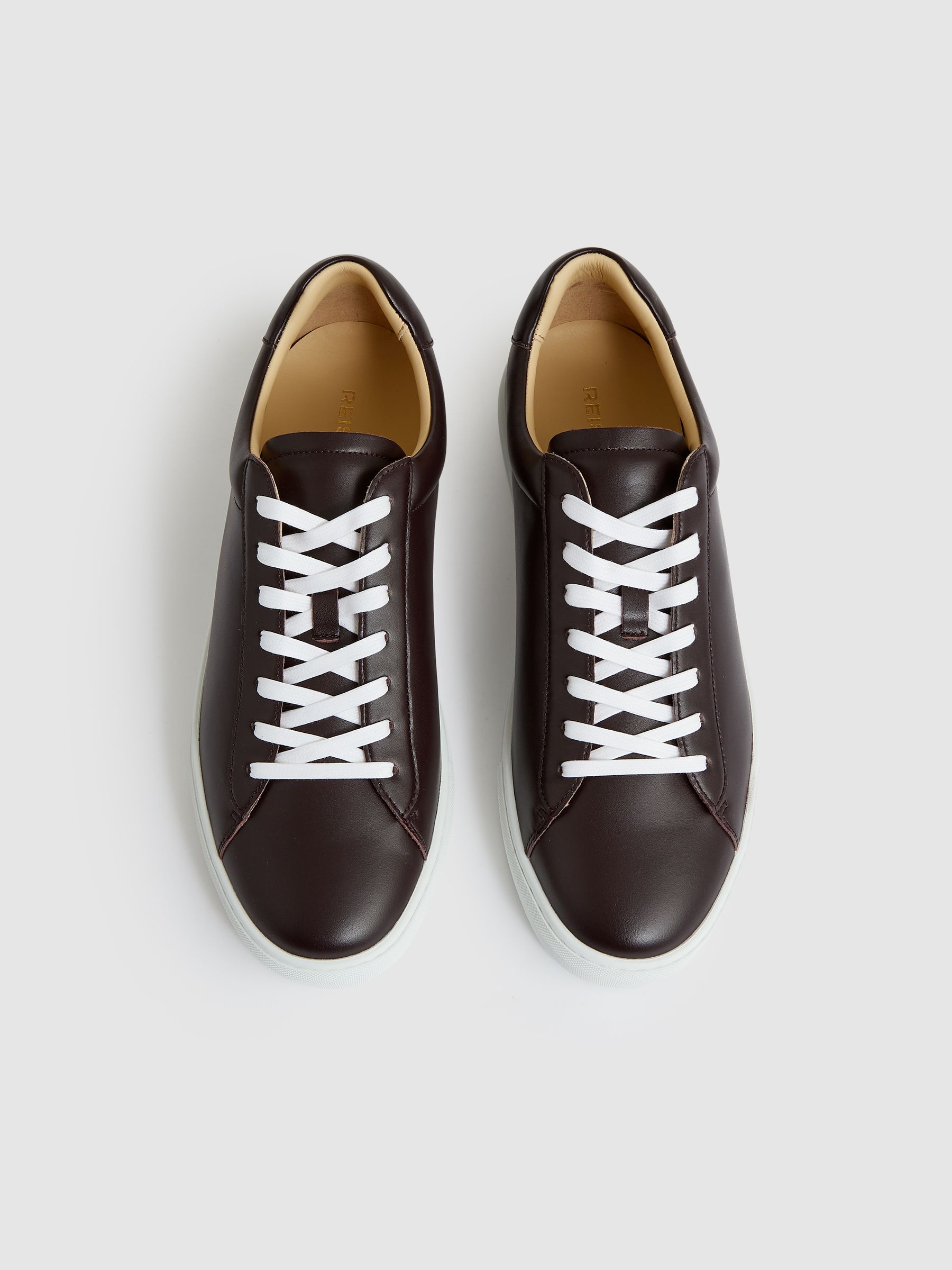 Leather Low-Top Trainers in Plum Purple - Image 3 of 5