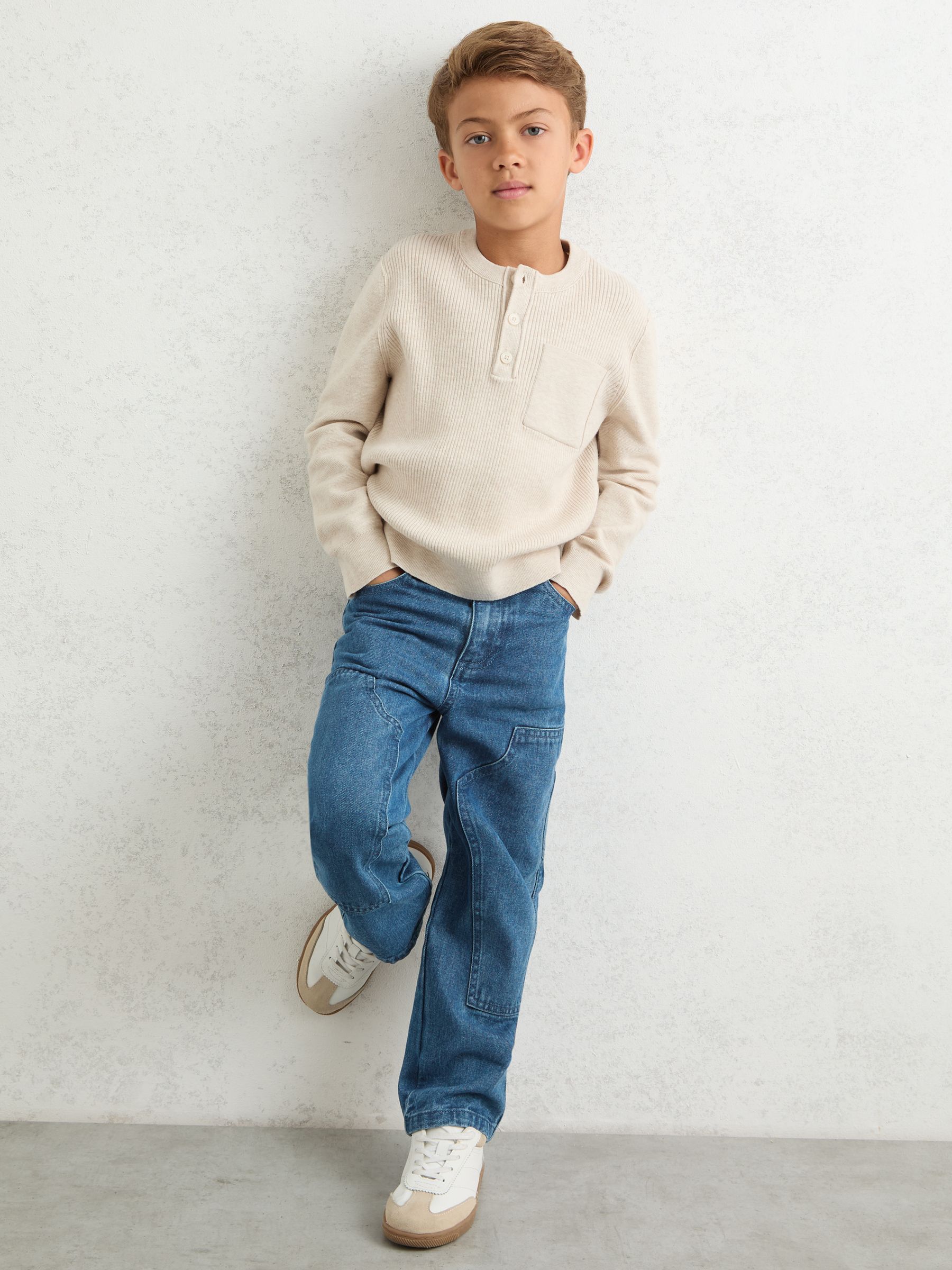 13-14 yrs Straight-Leg Carpenter Jeans in Mid Blue - Image 2 of 4