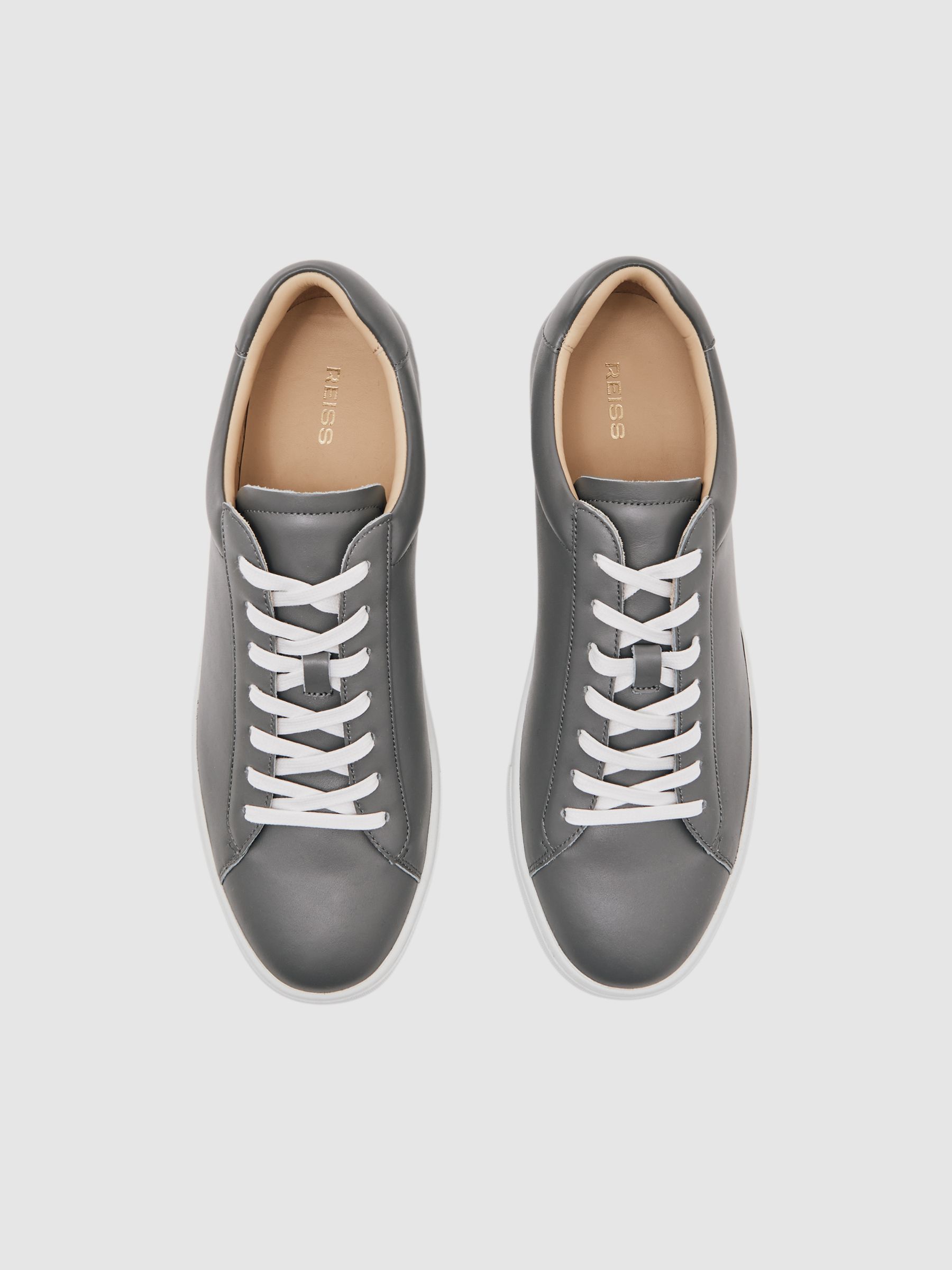 Leather Low-Top Trainers in Graphite Grey - image 4