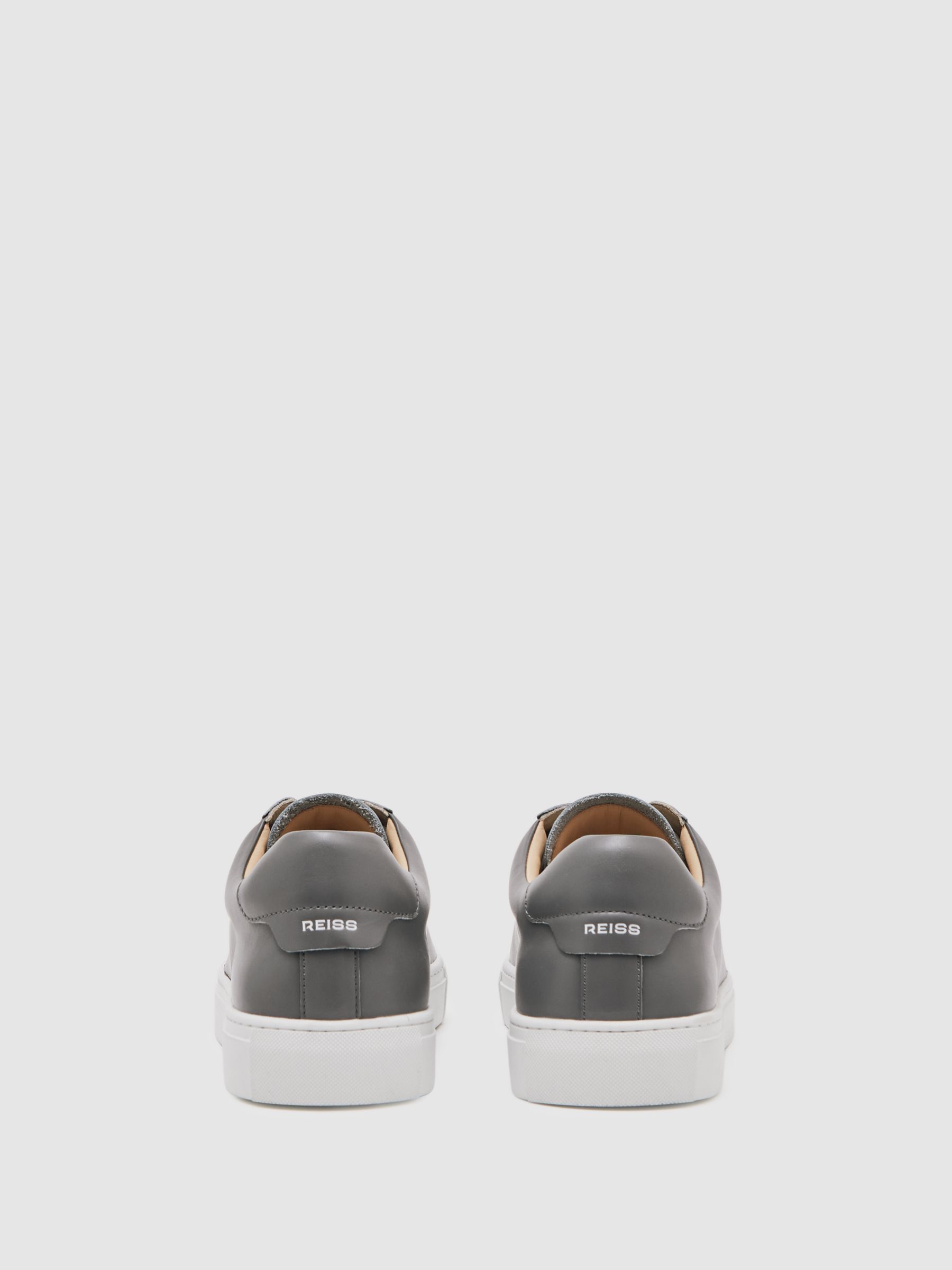 Leather Low-Top Trainers in Graphite Grey - image 3
