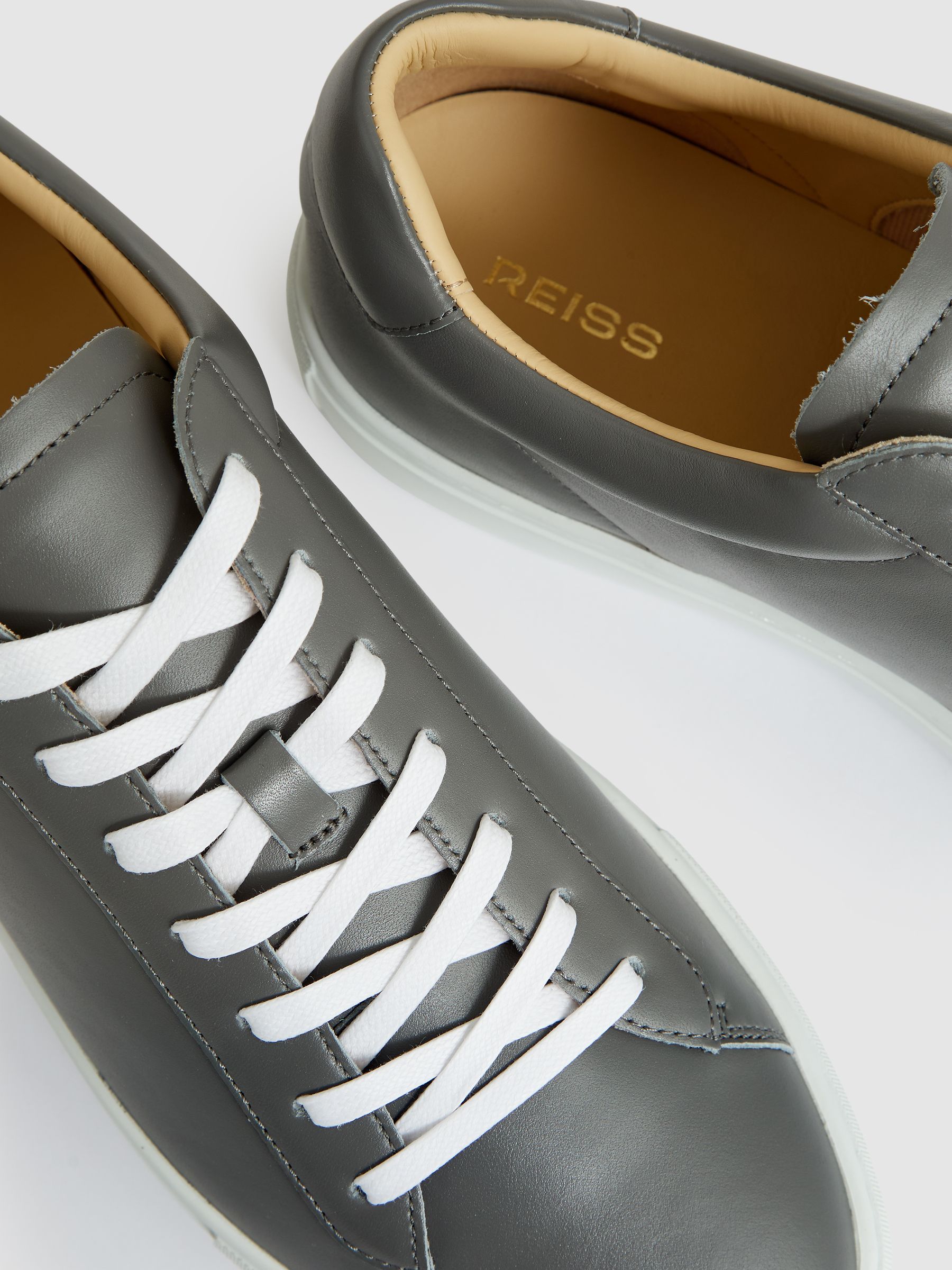 Leather Low-Top Trainers in Graphite Grey - Image 5 of 5