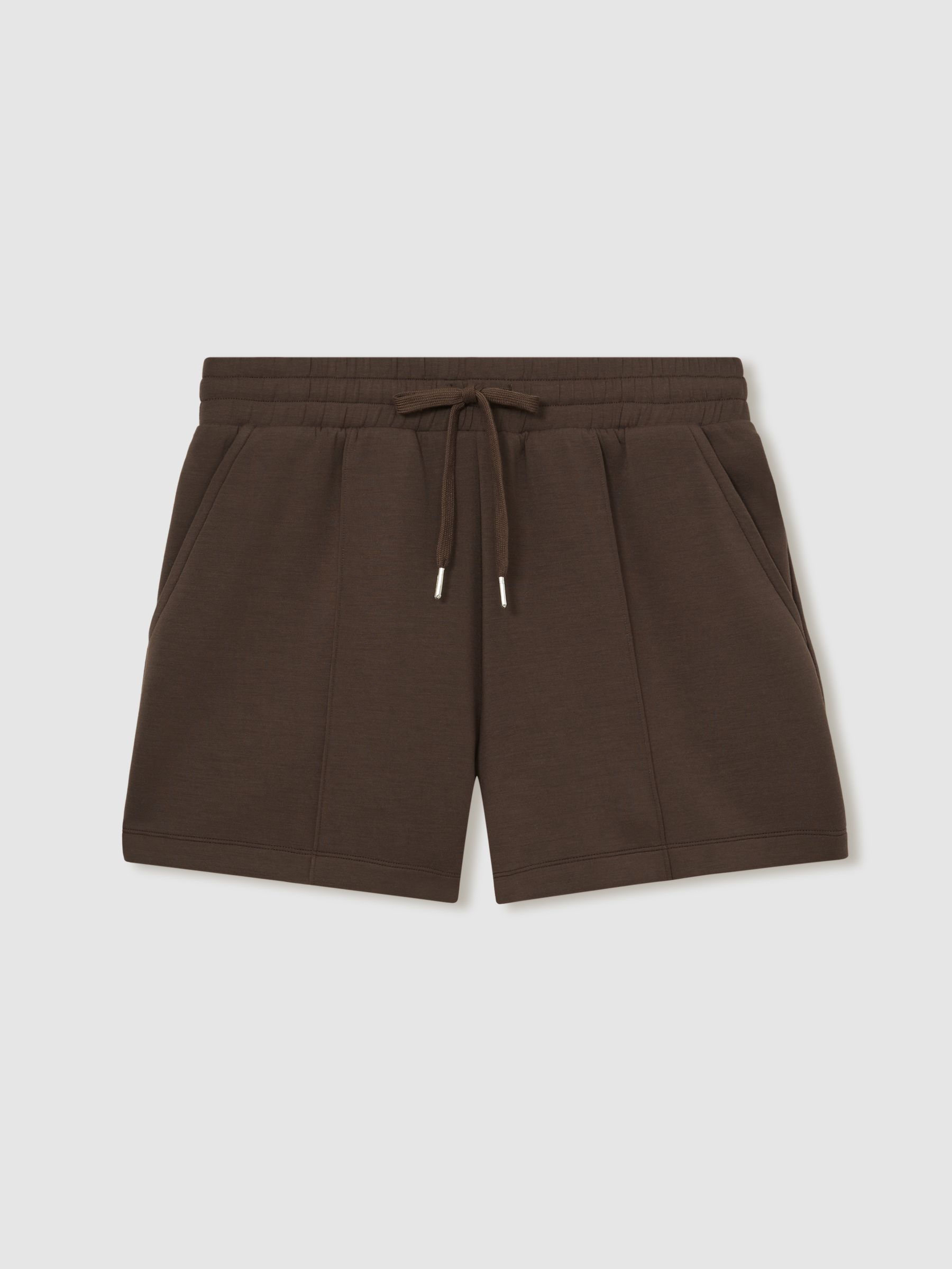 Modal Blend Drawstring Co-Ord Sweat Shorts in Chocolate - Image 2 of 5