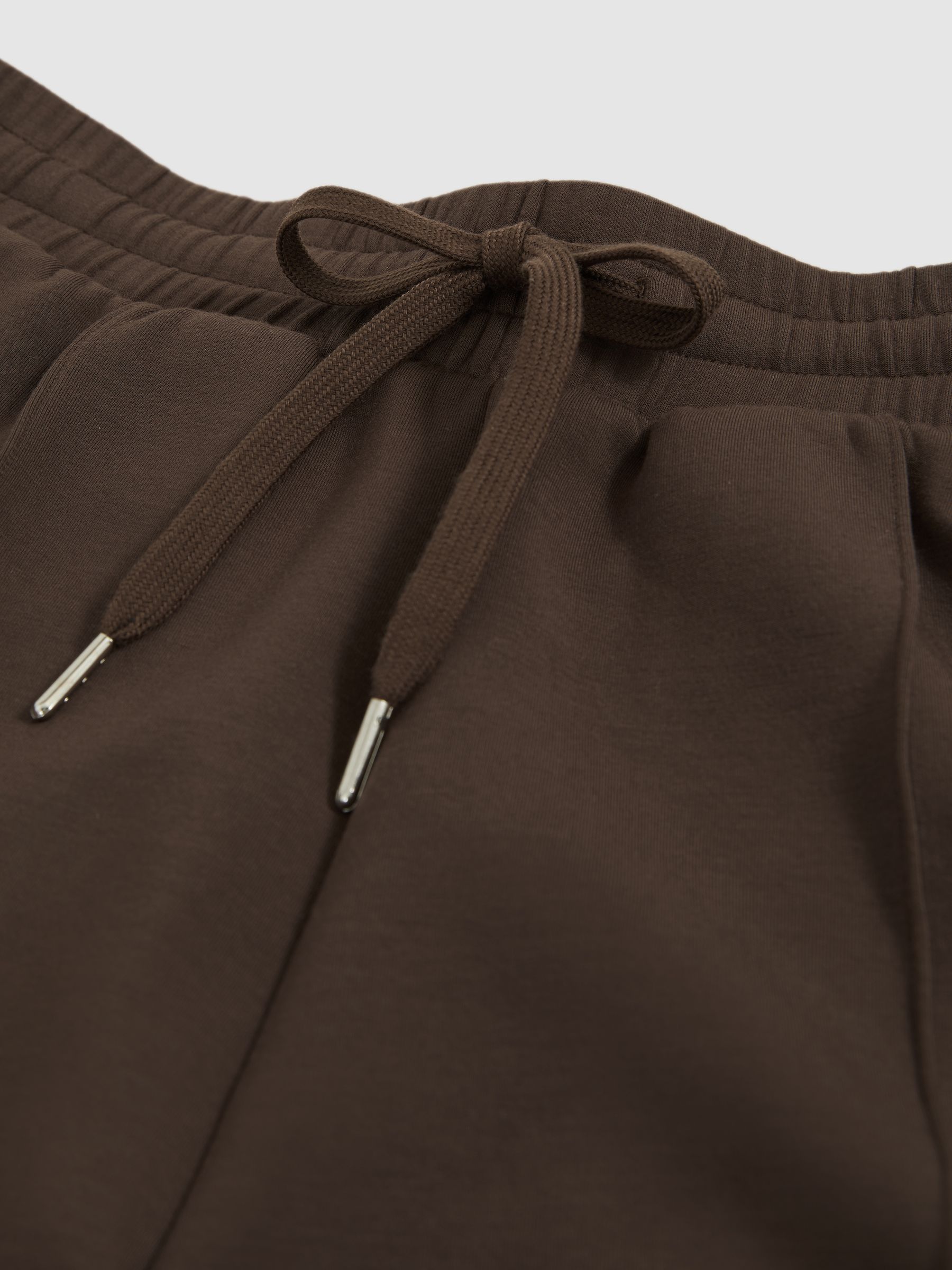 Modal Blend Drawstring Co-Ord Sweat Shorts in Chocolate - Image 5 of 5