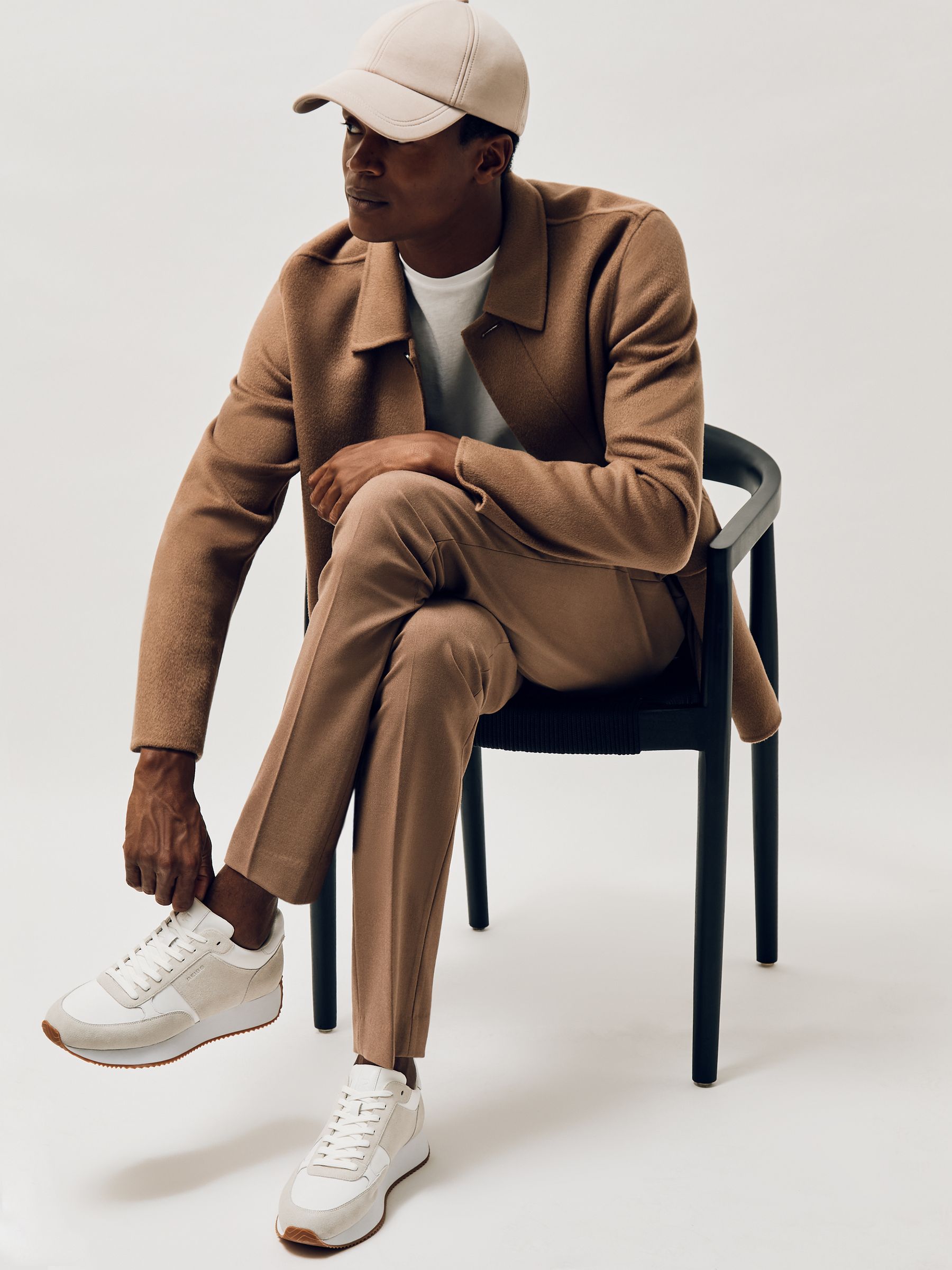 Suede Lace-Up Running Trainers in White - Image 3 of 6