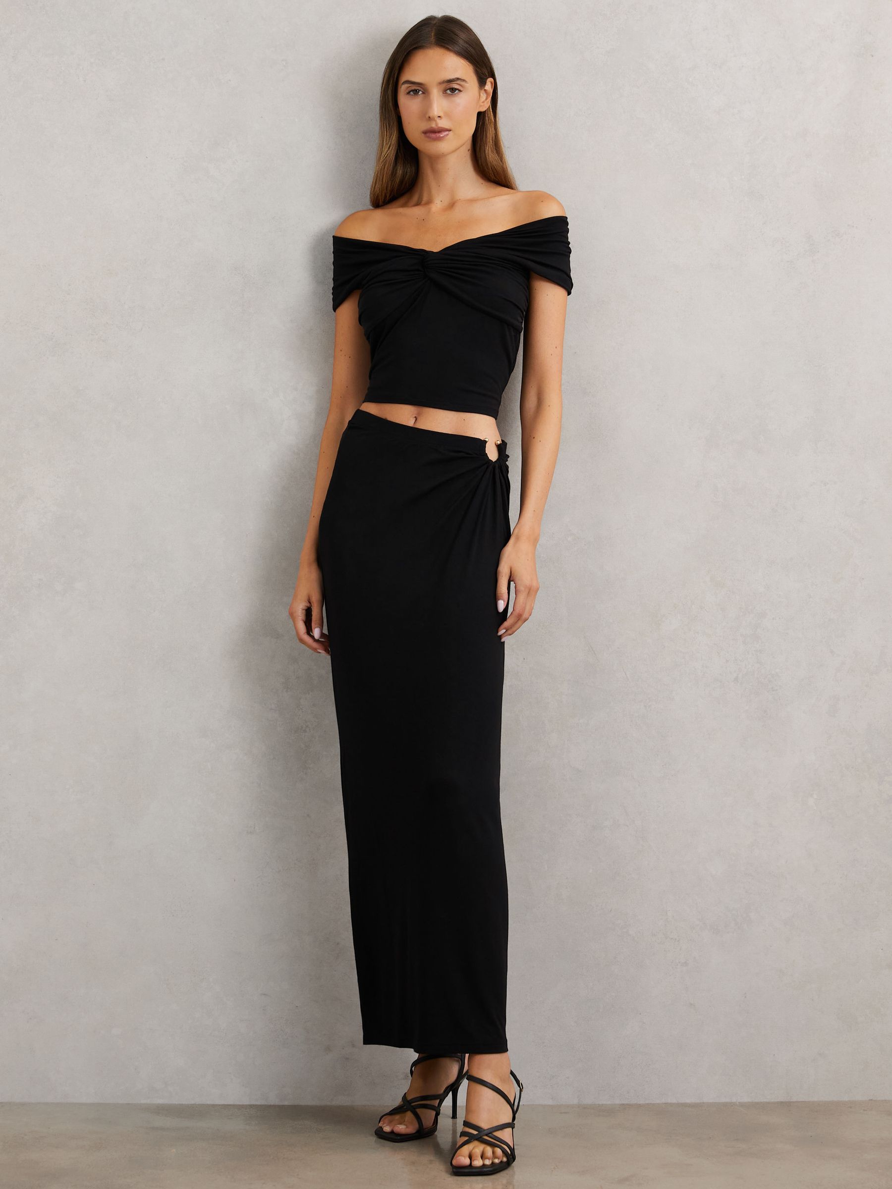 Good American Twist Off-Shoulder Top in Black - Image 1 of 5