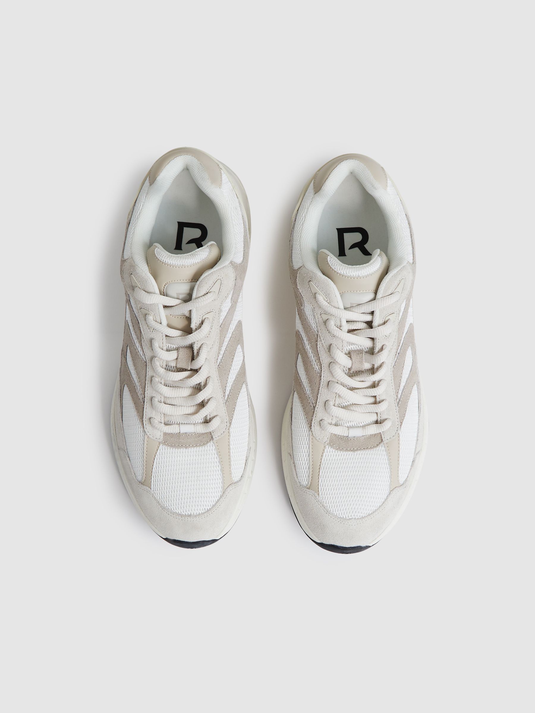 Panelled Running Trainers in Off White/Stone - Image 4 of 6