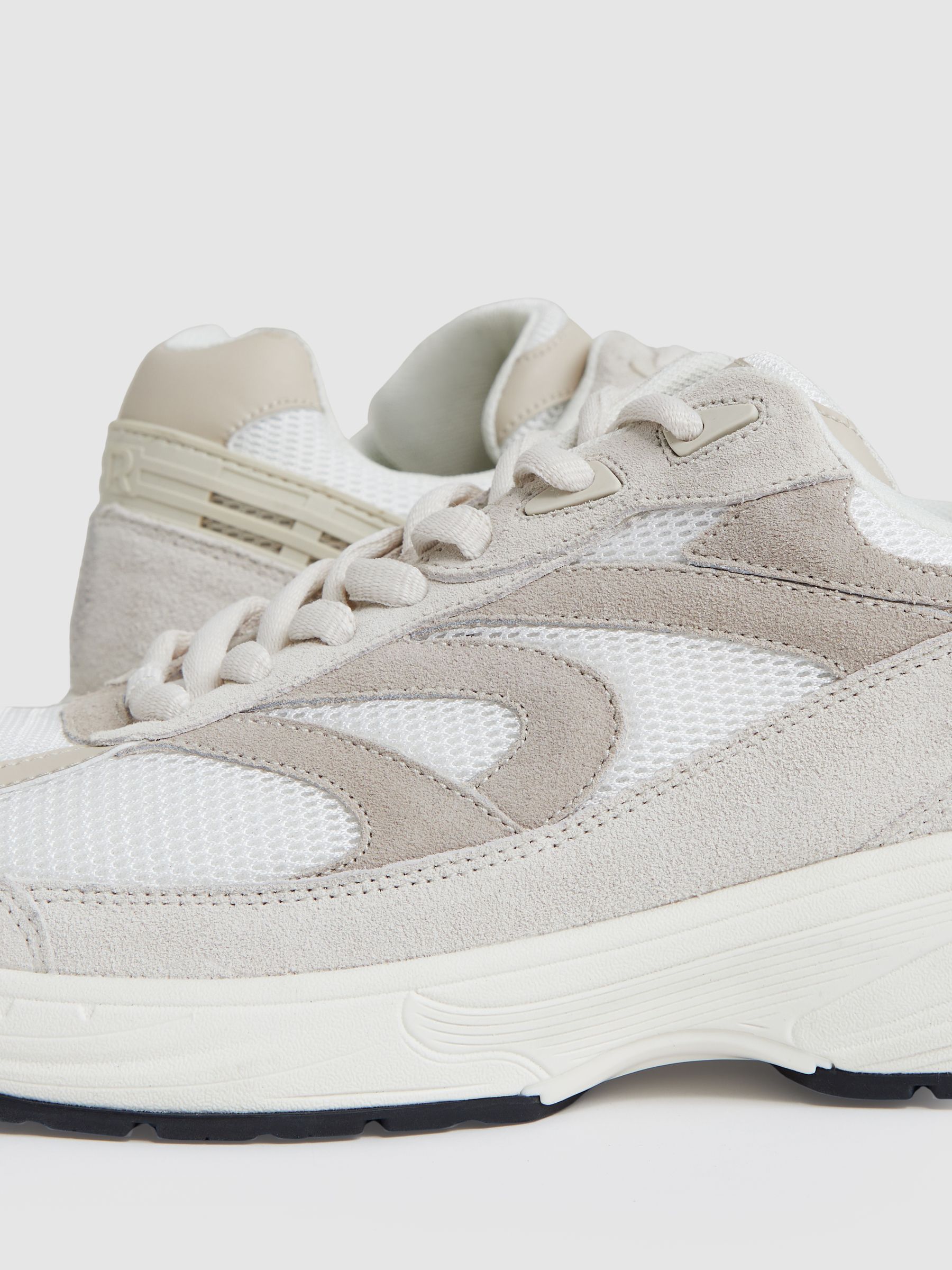 Panelled Running Trainers in Off White/Stone - image 4