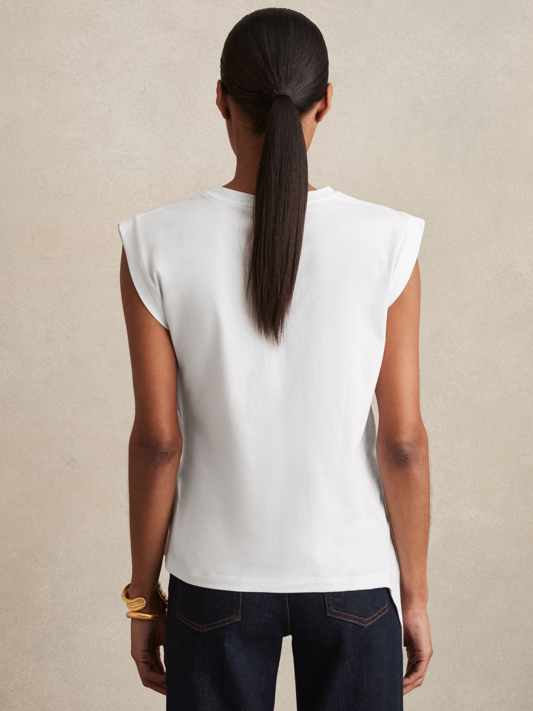Cotton Drape T-Shirt in White - Image 4 of 5