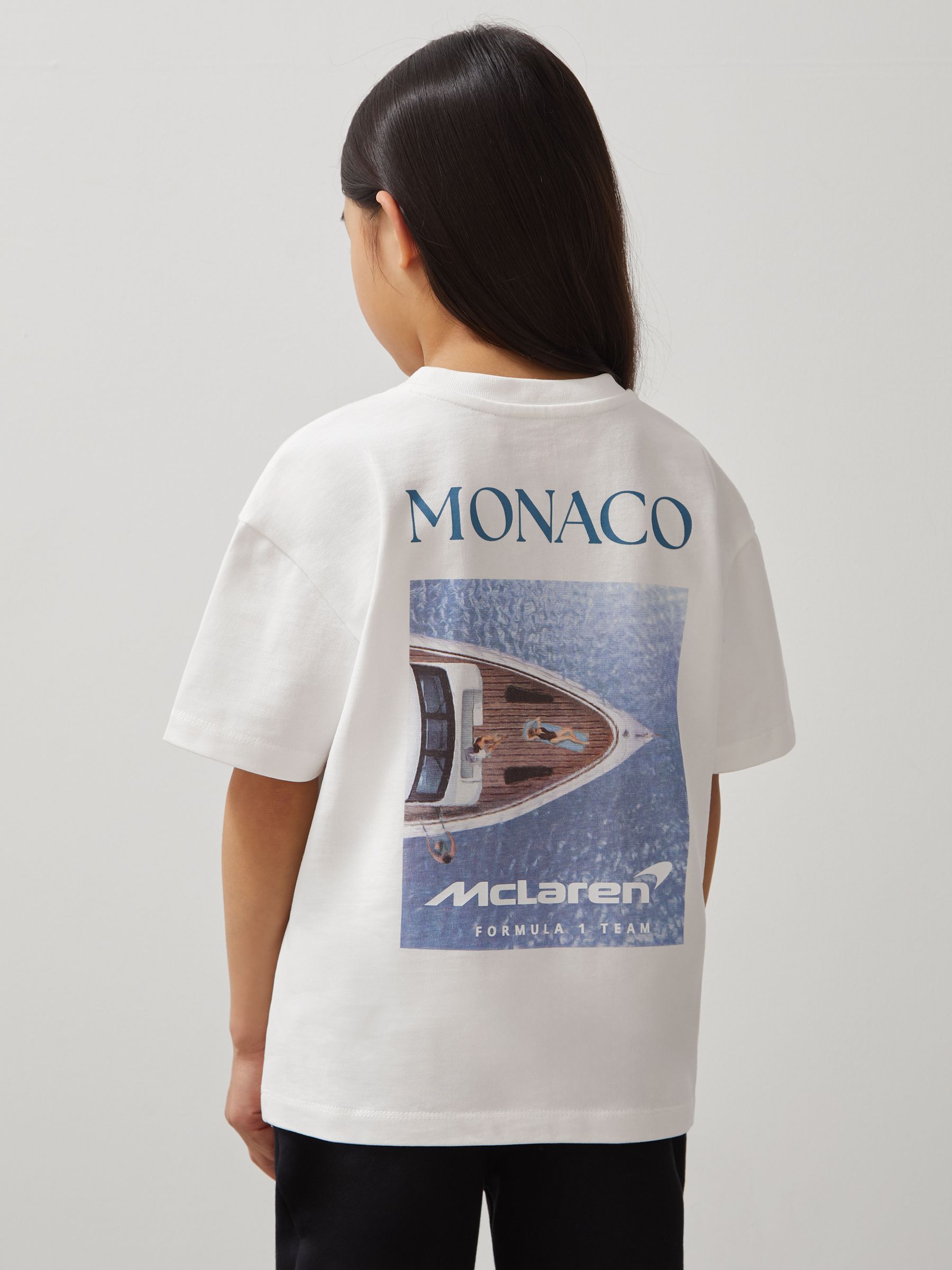 Unisex Fit McLaren F1 Team Monaco GP T-Shirt in White/Blue - Image 6 of 9