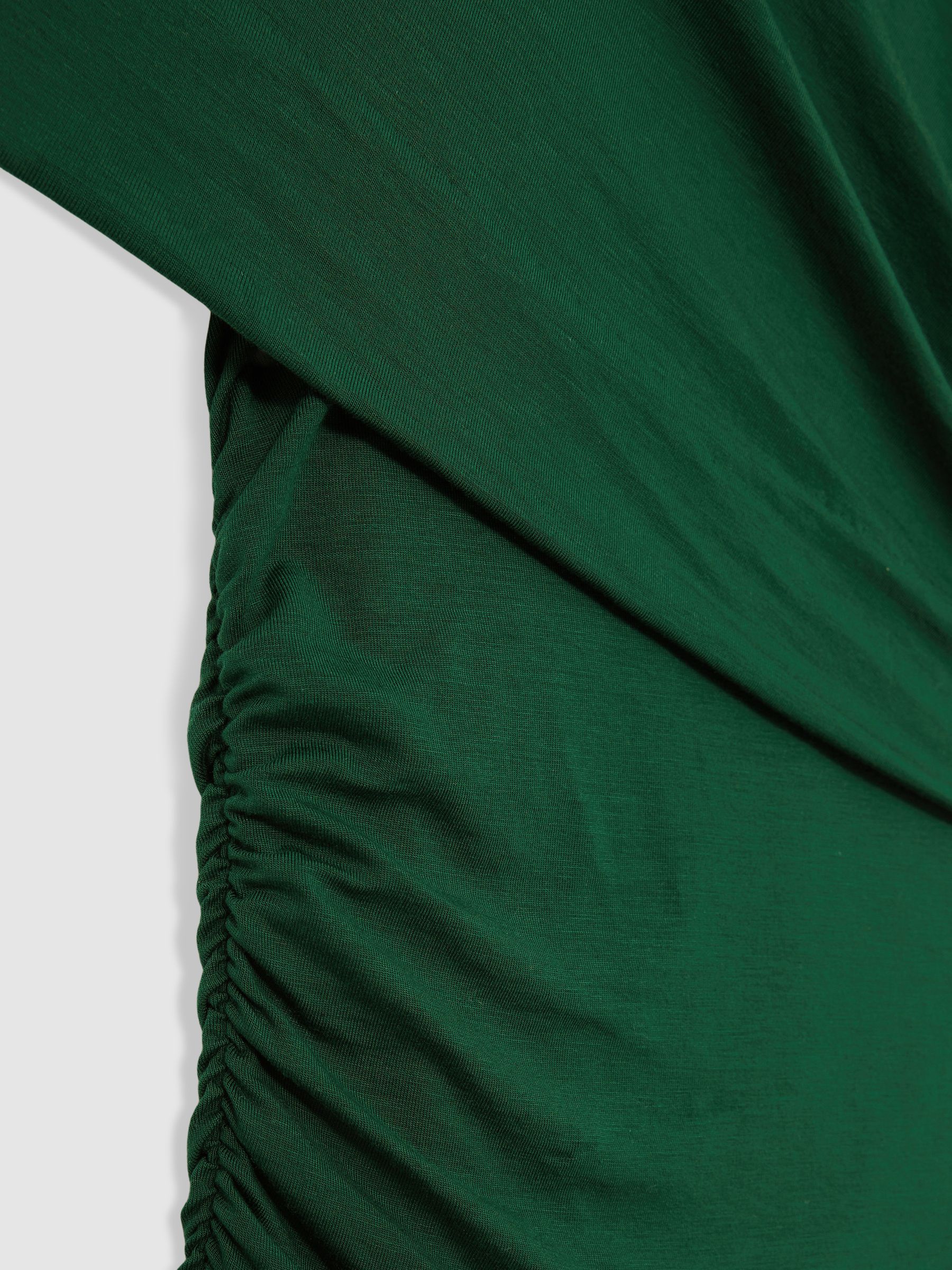 Stretch Lyocell Ruched Midi Dress in Green - Image 6 of 6
