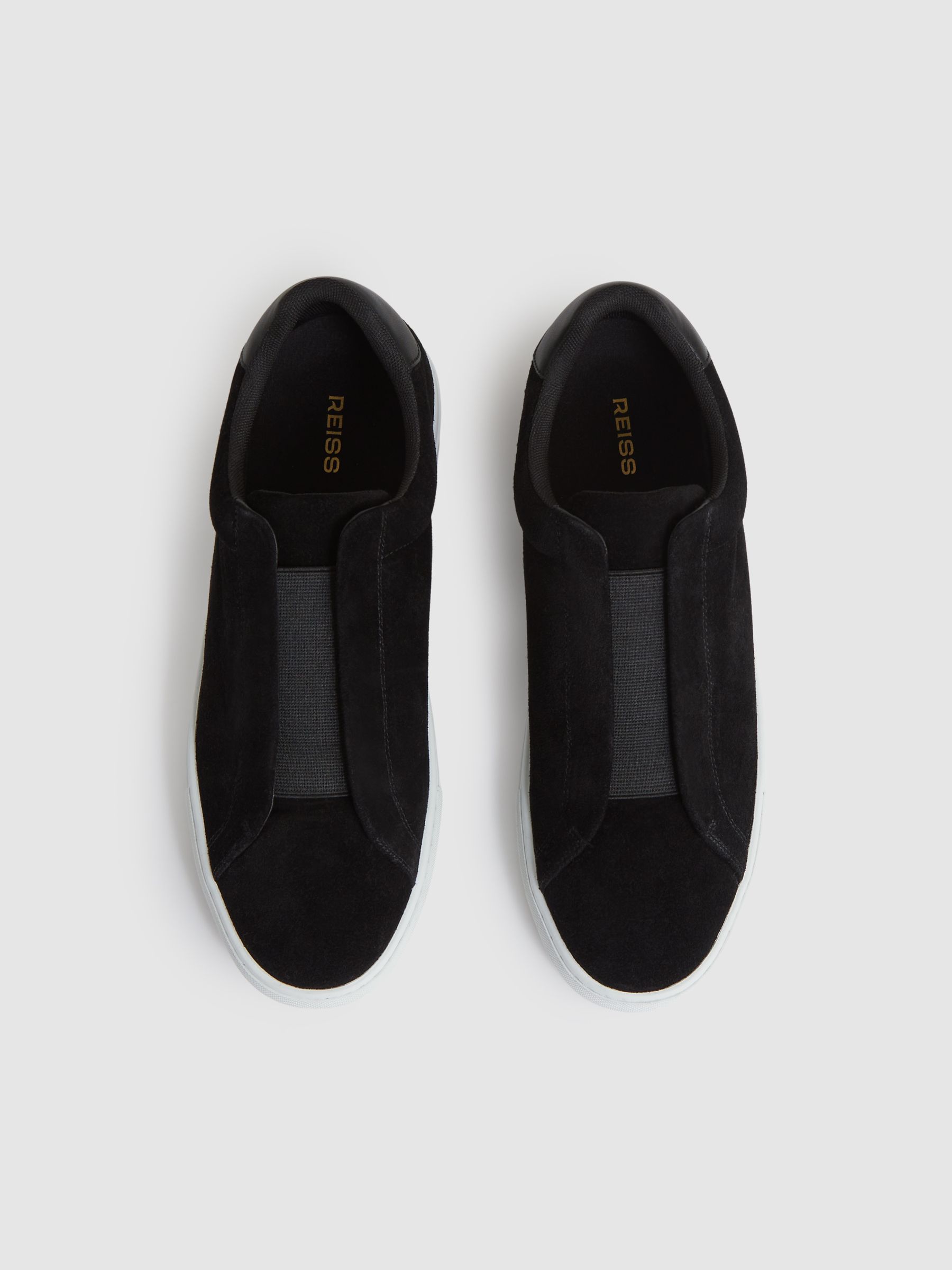 Suede Slip-On Elasticated Trainers in Black - Image 4 of 6