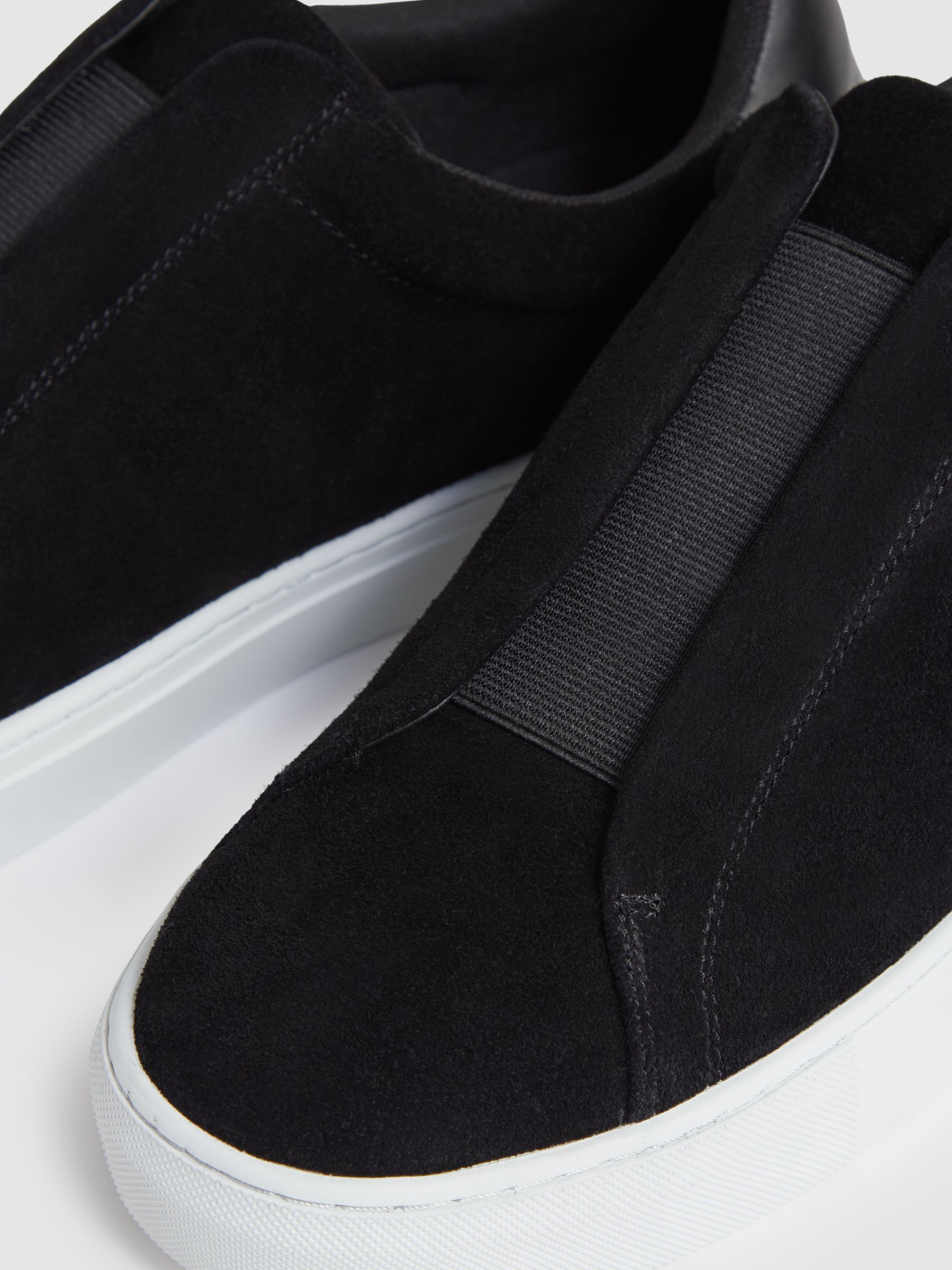 Suede Slip-On Elasticated Trainers in Black - Image 5 of 6