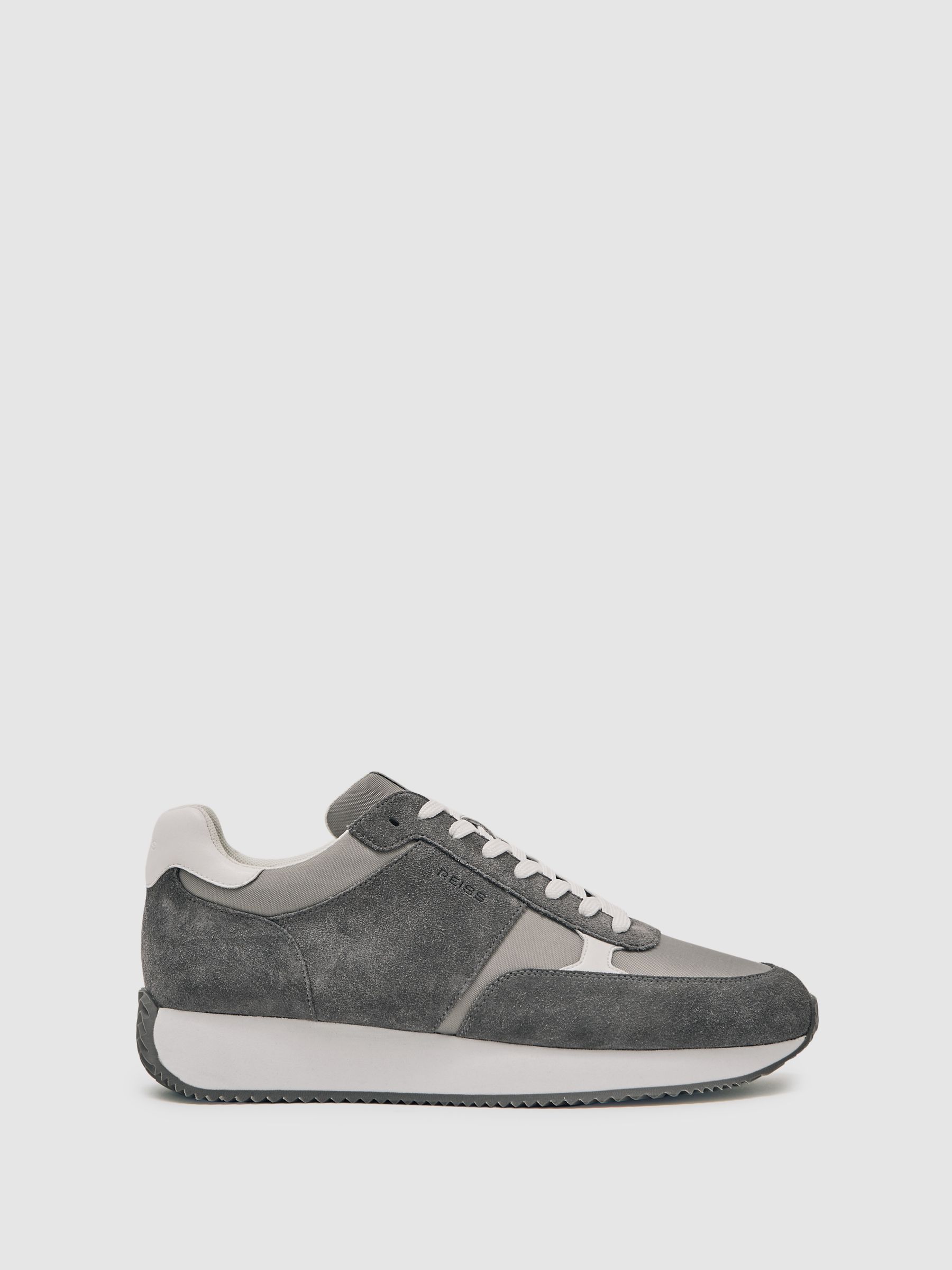 Suede Lace-Up Running Trainers in Graphite Grey - Image 2 of 9 Suede Lace-Up Running Trainers in Graphite Grey - Image 2 of 9