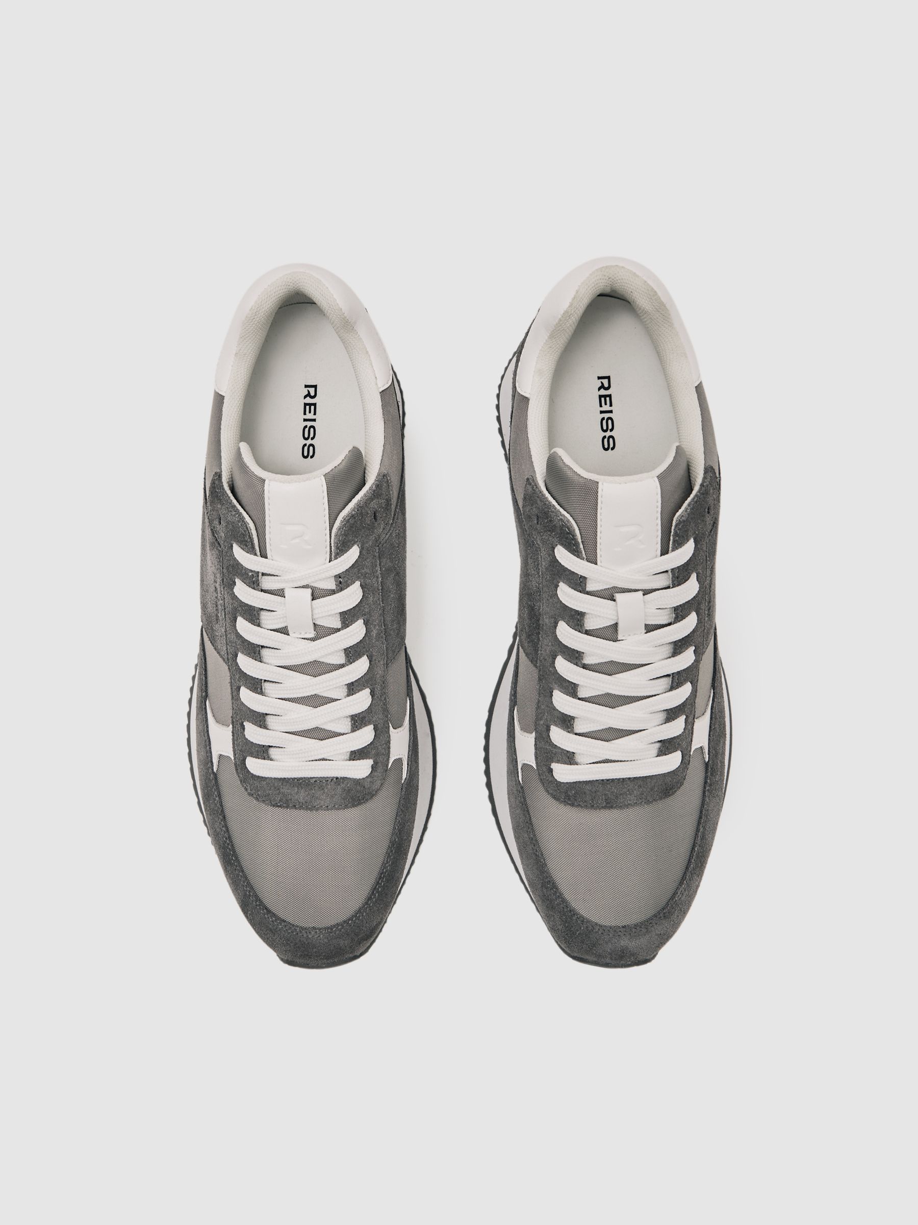 Reiss Suede Lace-Up Running Trainers in Graphite Grey | REISS display picture 3
