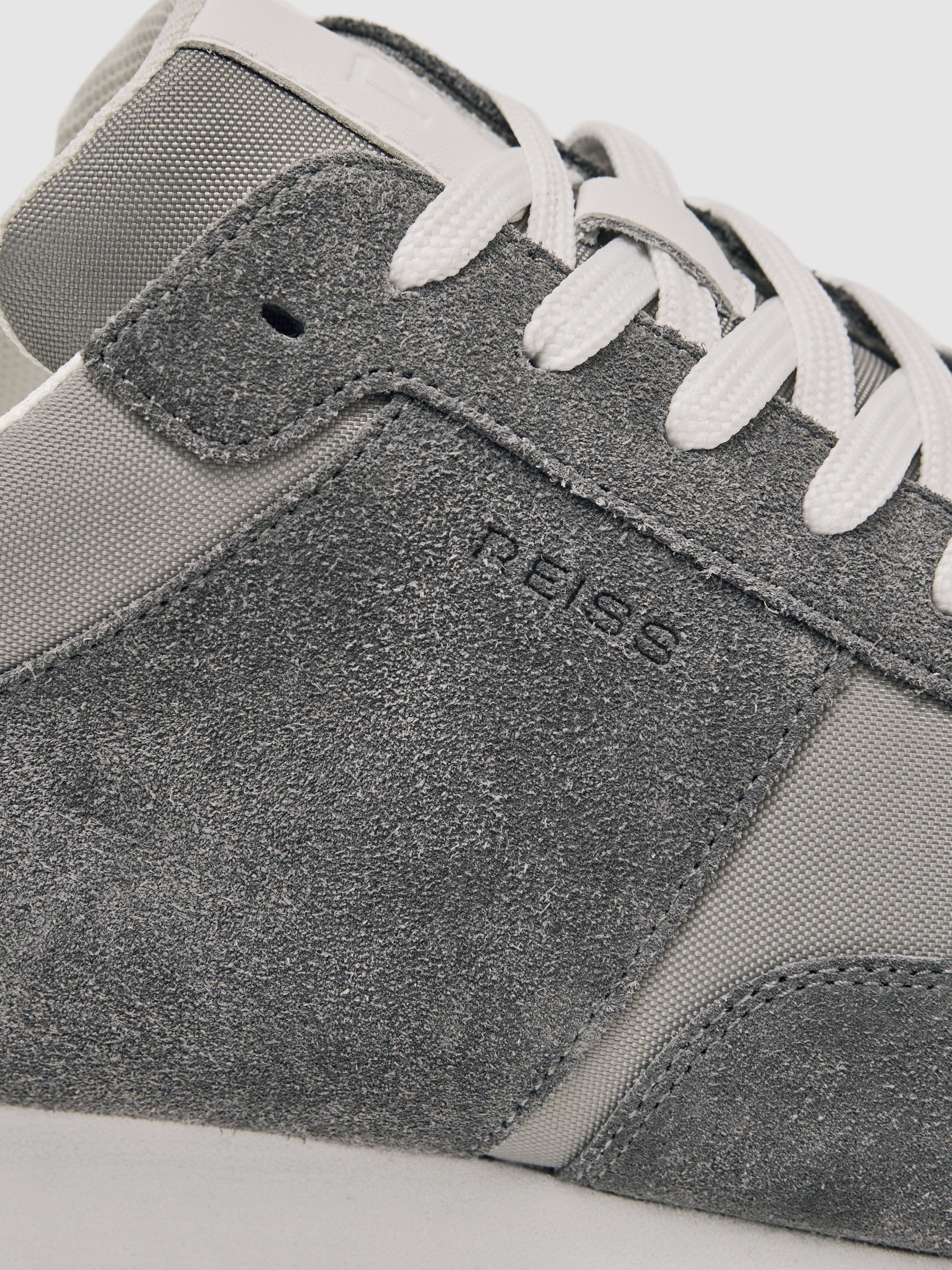 Suede Lace-Up Running Trainers in Graphite Grey - Image 9 of 9