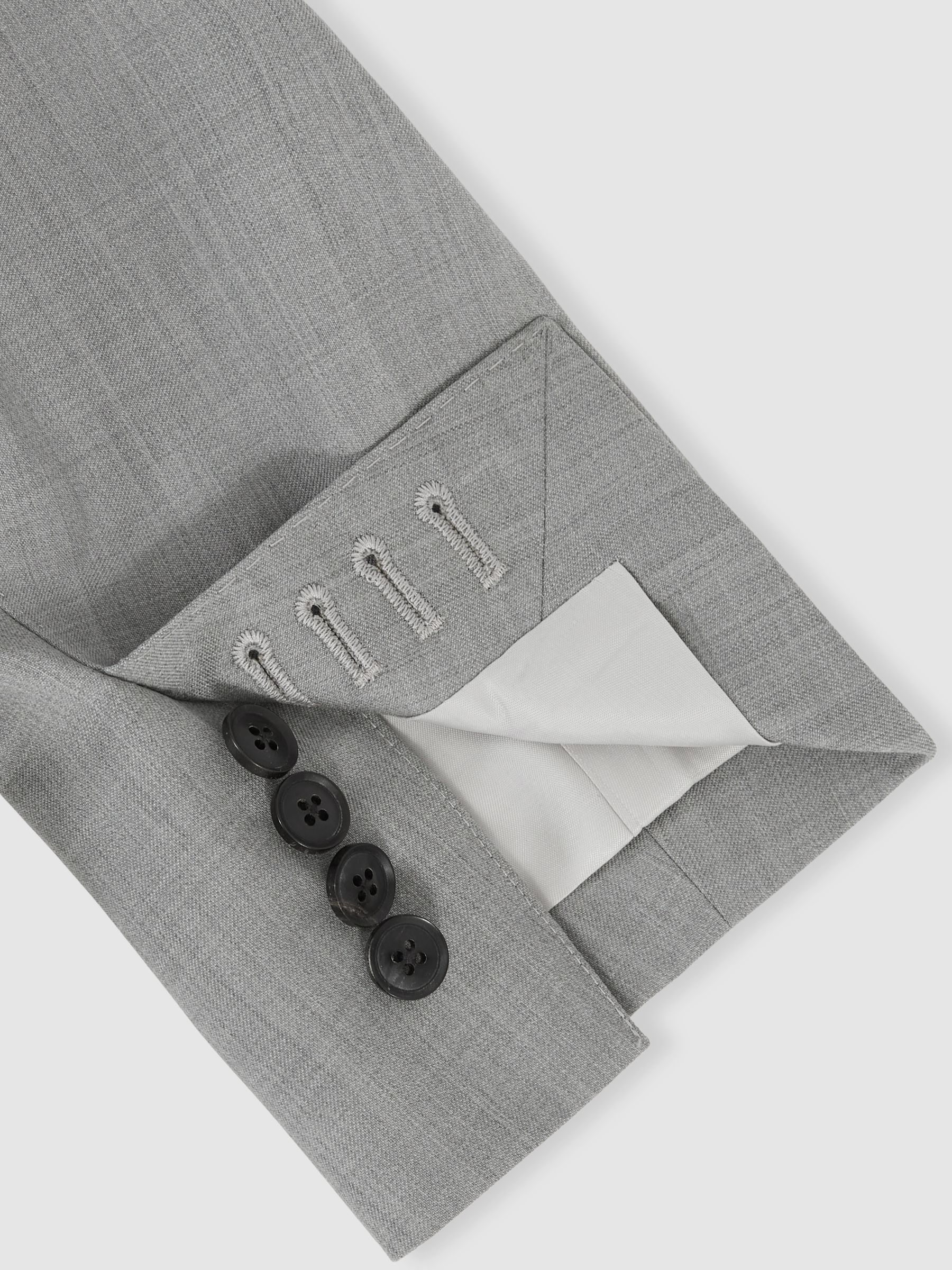 Slim-Fit Wool Single Breasted Suit Blazer in Mid Grey - Image 10 of 11