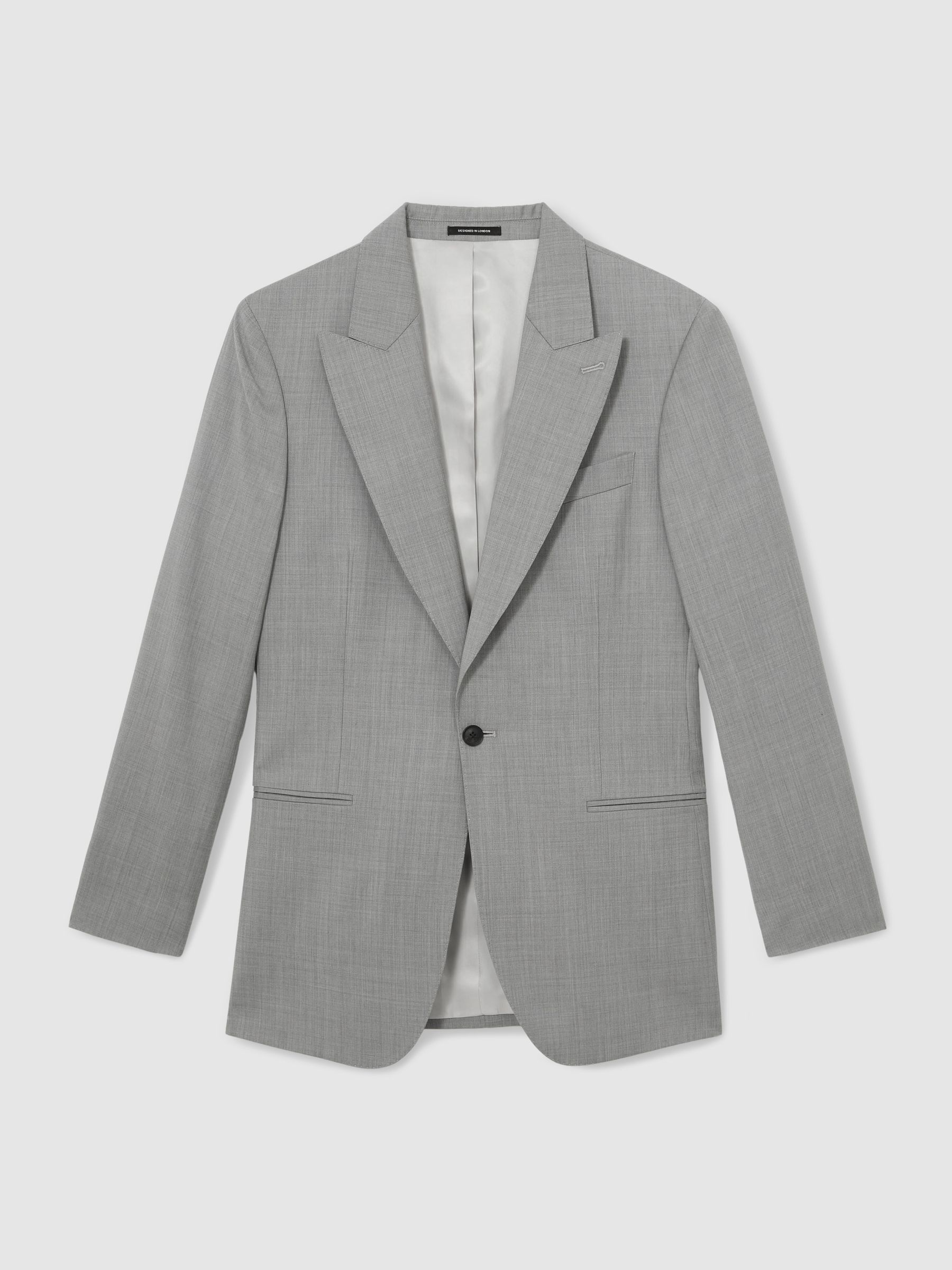 Slim-Fit Wool Single Breasted Suit Blazer in Mid Grey - Image 2 of 11