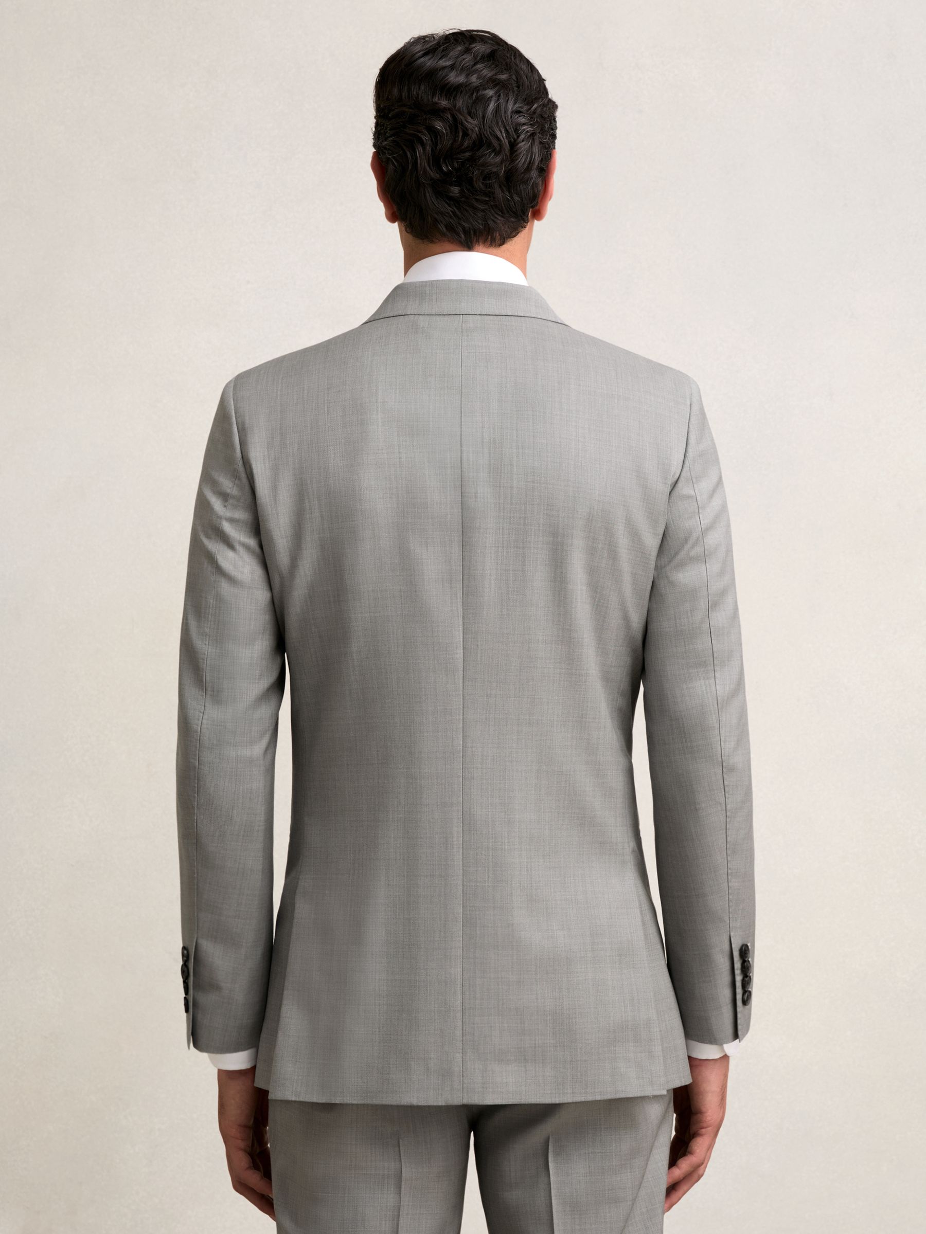 Slim-Fit Wool Single Breasted Suit Blazer in Mid Grey - Image 8 of 11