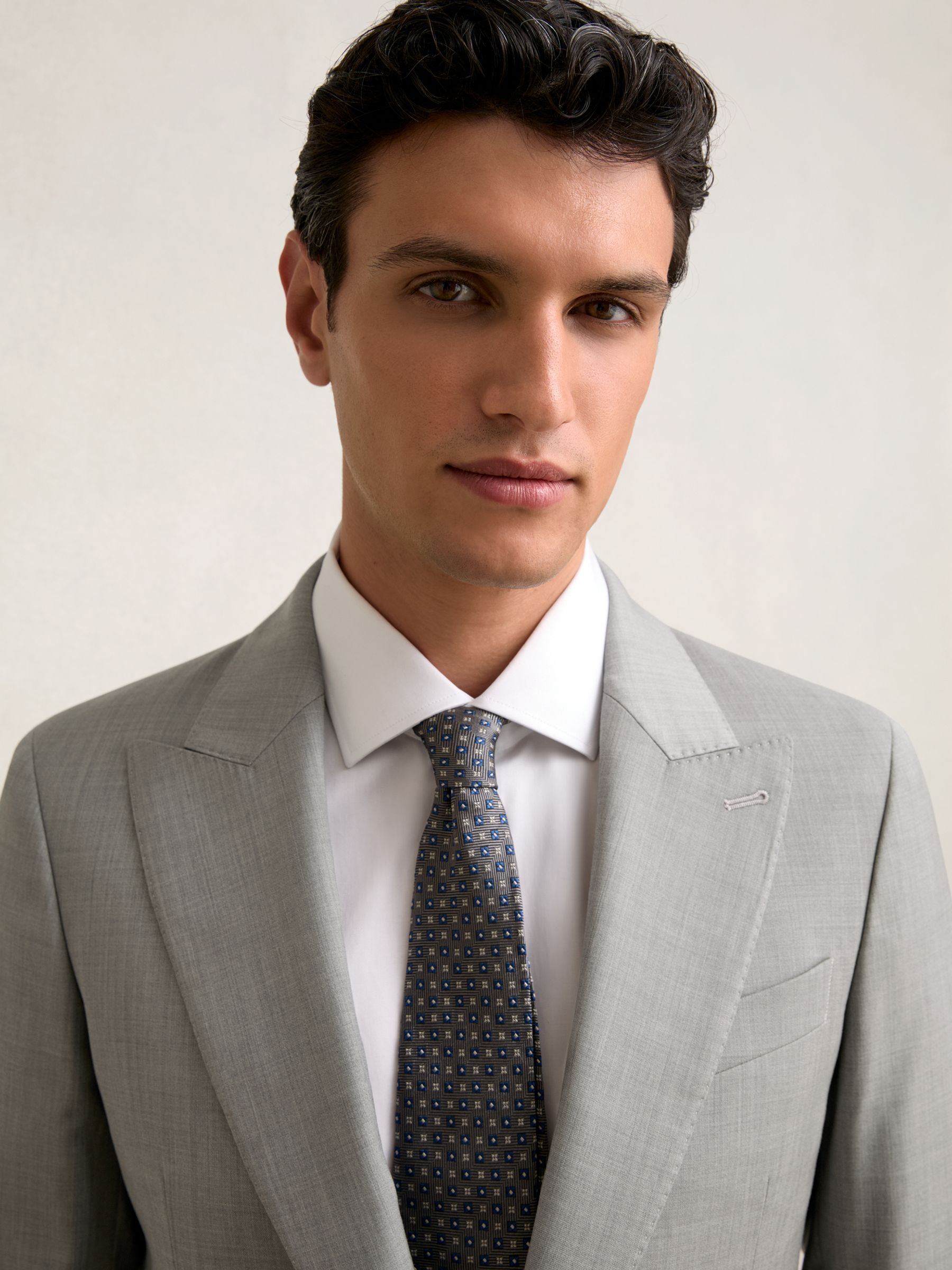 Slim-Fit Wool Single Breasted Suit Blazer in Mid Grey - Image 9 of 11