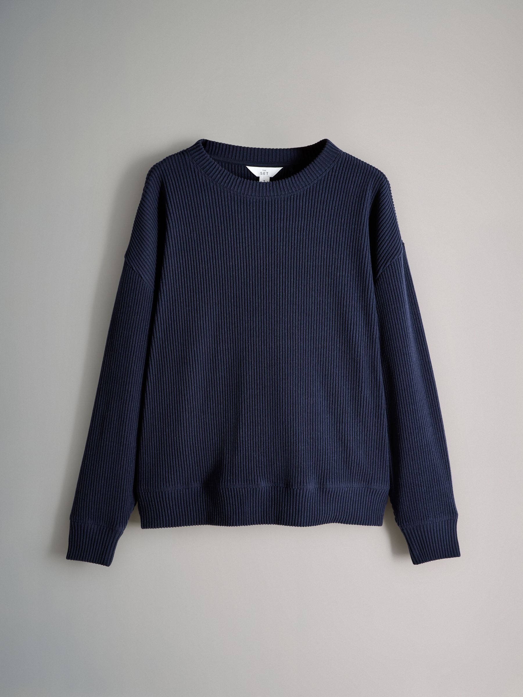 Navy - 2 Pack Soft Rib Crew Neck Sweatshirt and Cuffed Joggers Lounge Set - Image 10 of 13
