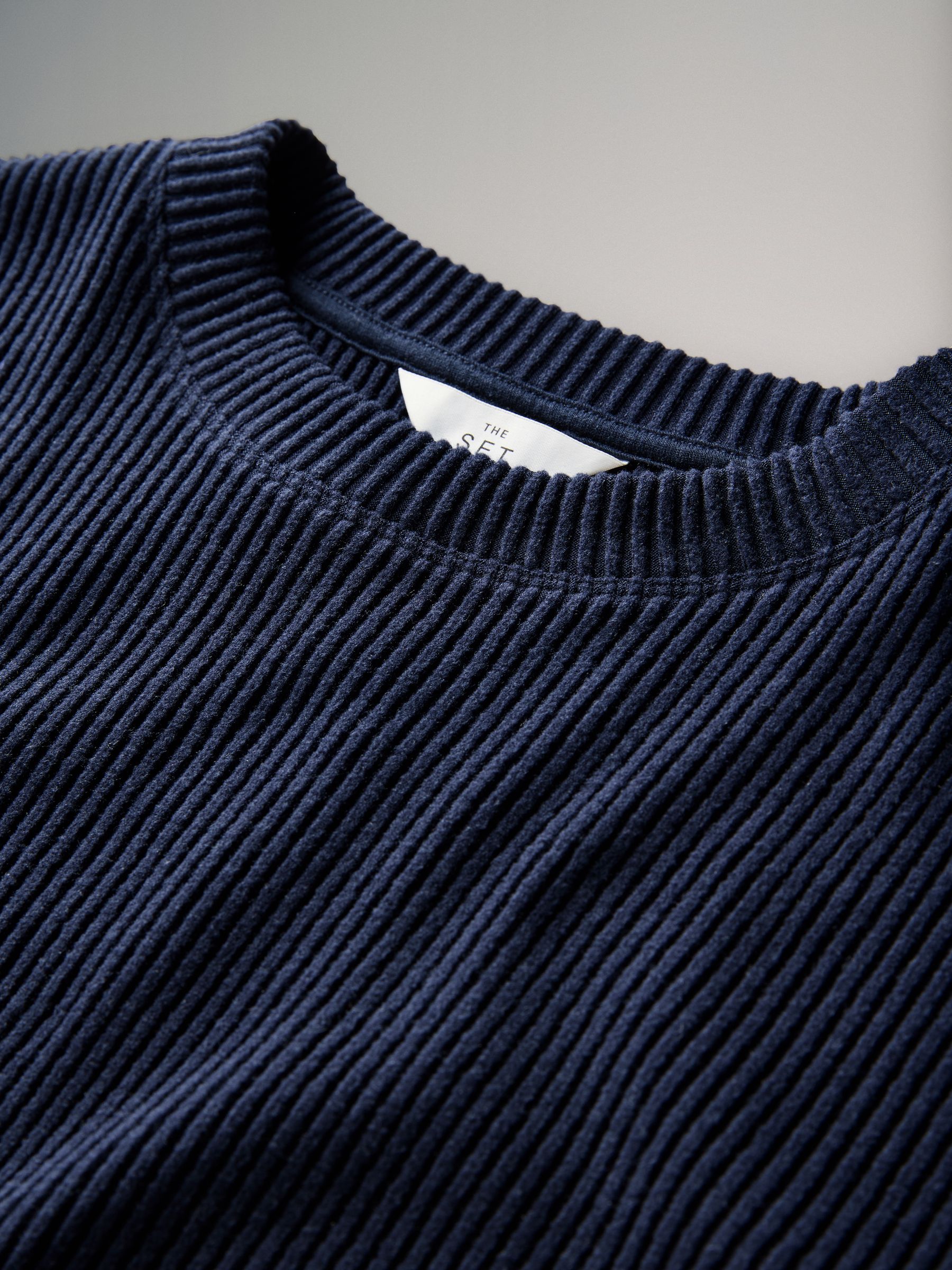 Navy Soft Rib Crew Neck Sweatshirt and Cuffed Joggers Lounge Set - Image 6 of 6