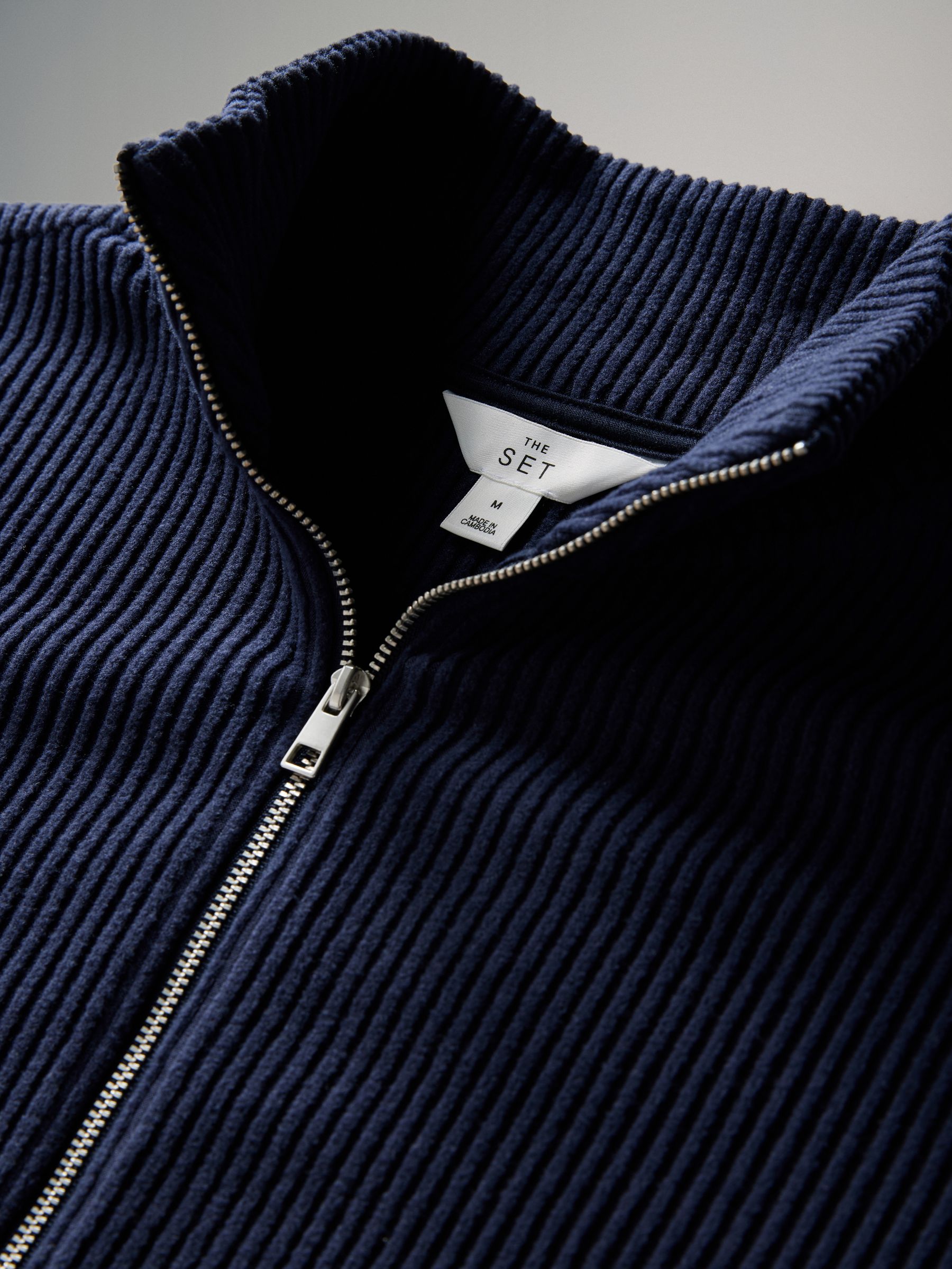 Navy - Soft Touch Rib Funnel Neck Sweatshirt/Wide Leg Joggers Coord - Image 10 of 11