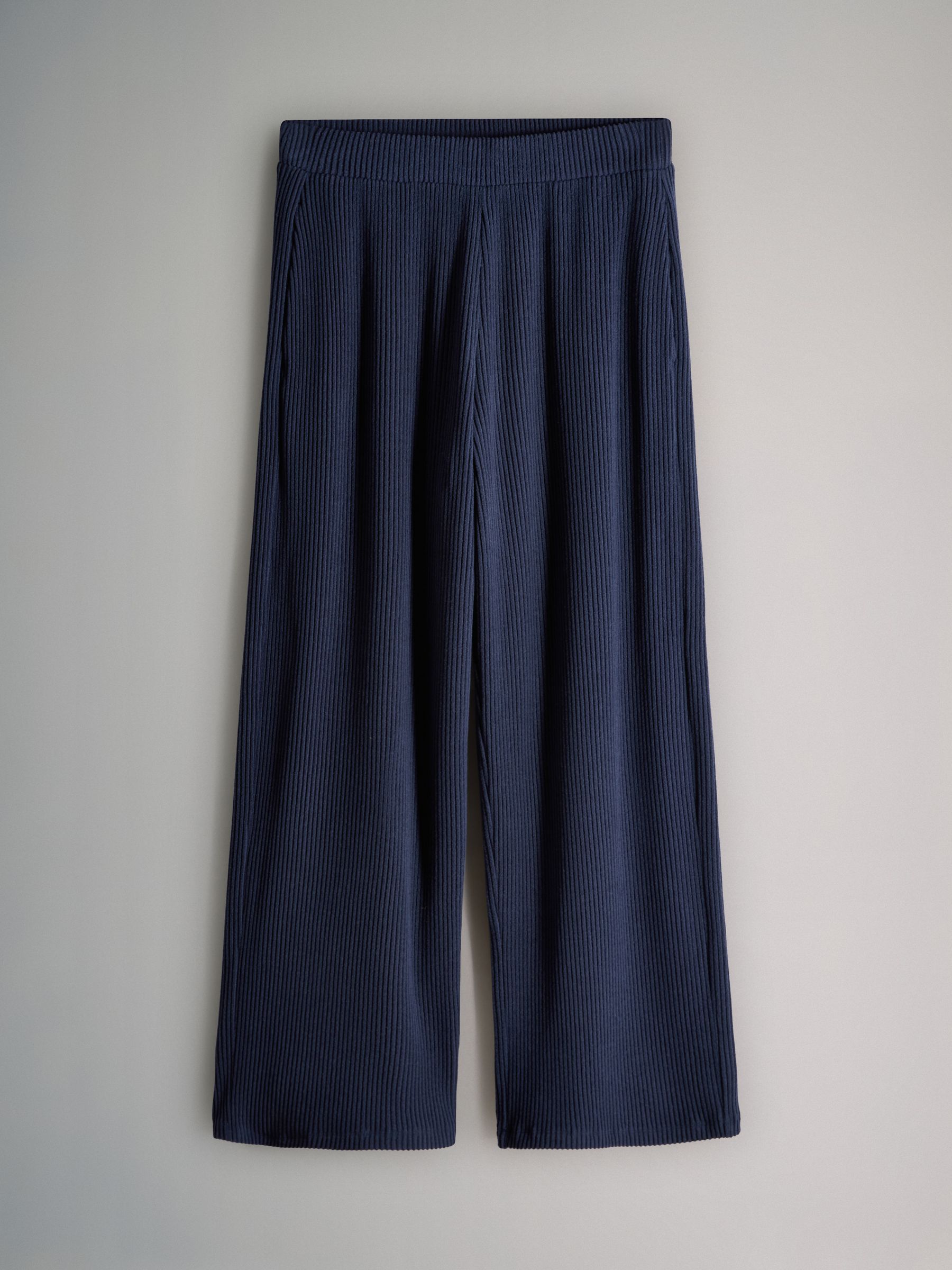Navy - Soft Touch Rib Funnel Neck Sweatshirt/Wide Leg Joggers Coord - Image 5 of 11