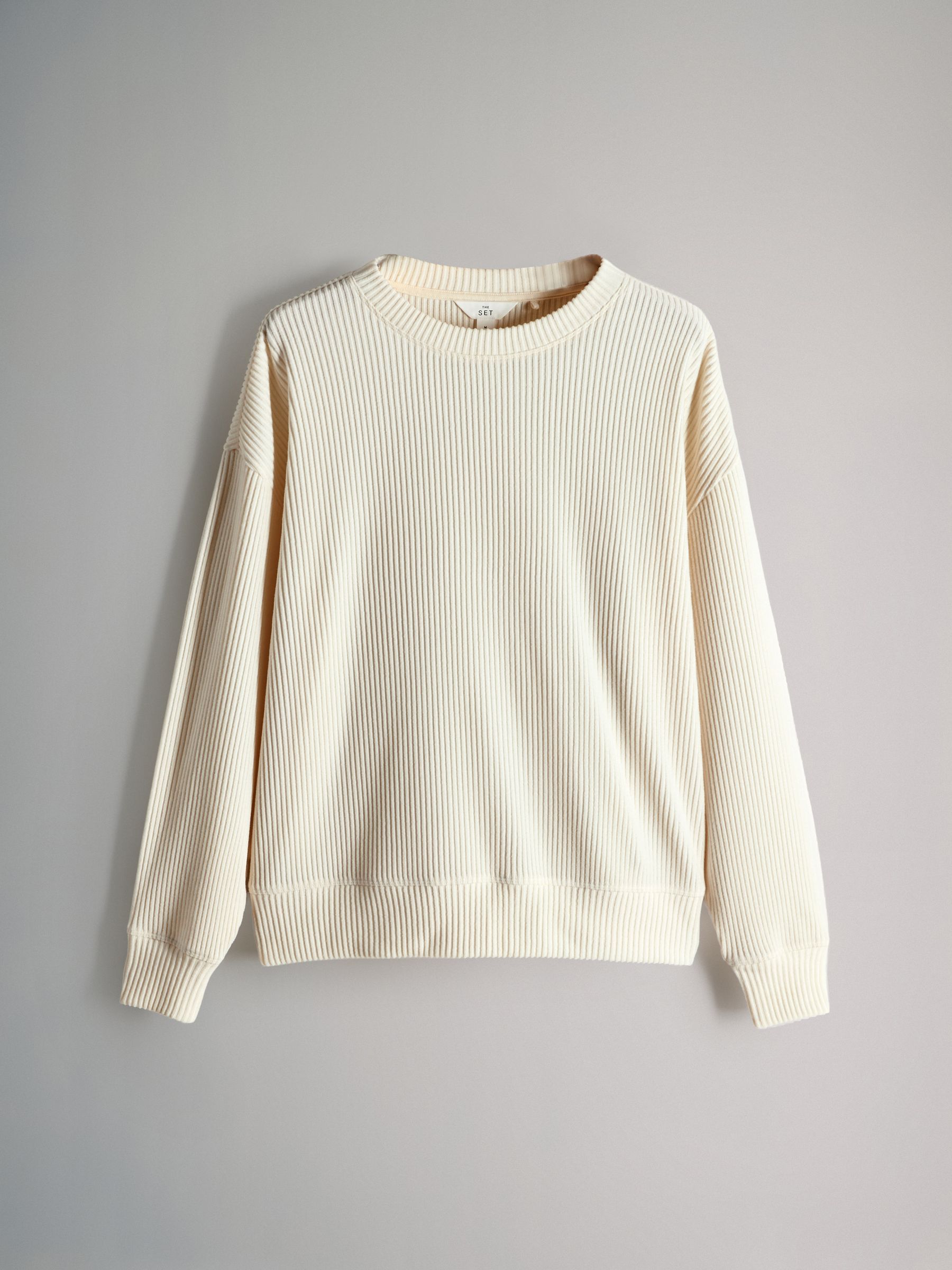Cream - 2 Pack Soft Rib Crew Neck Sweatshirt and Cuffed Joggers Lounge Set - Image 2 of 5