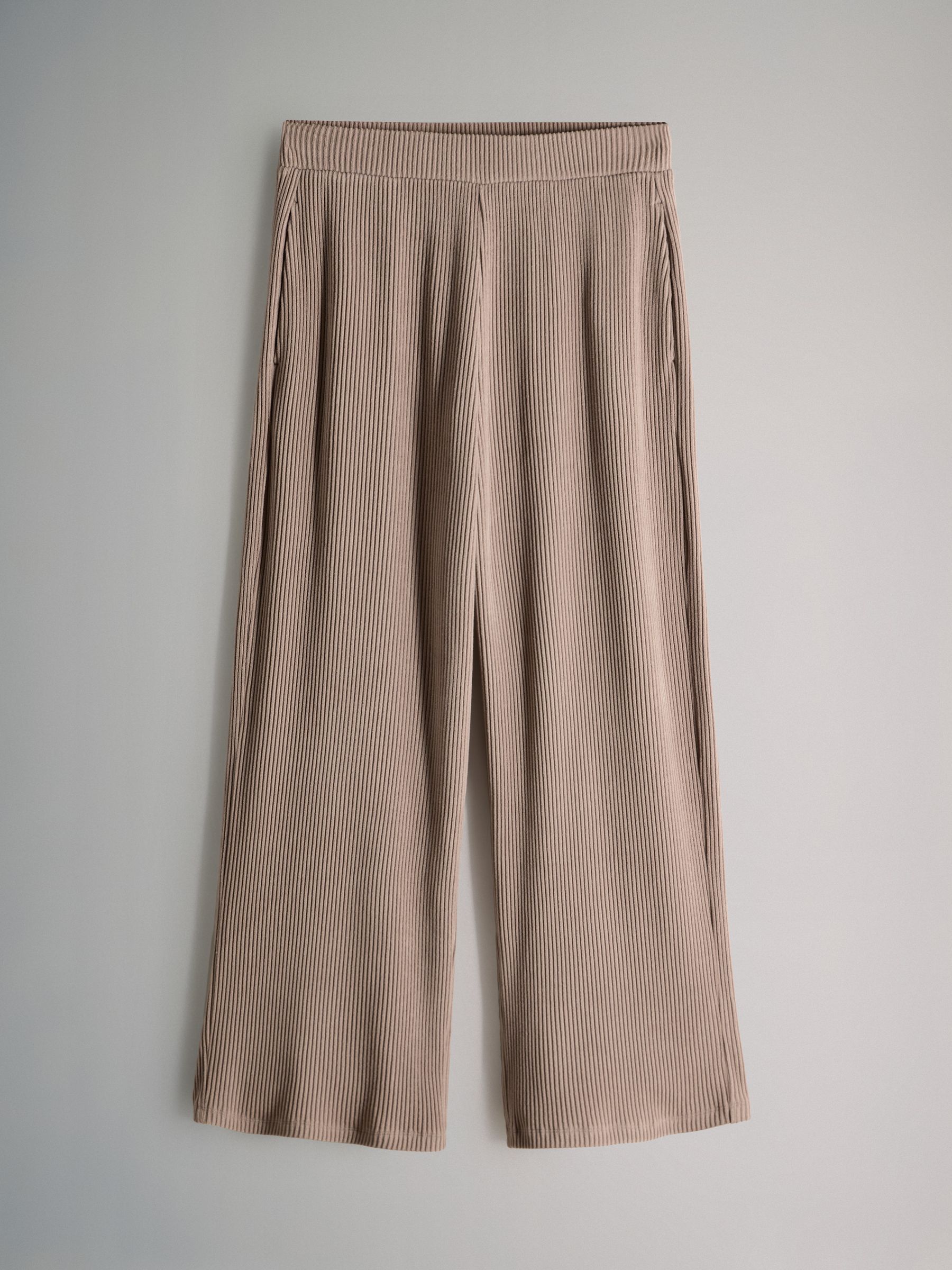 Neutral - Soft Touch Rib Funnel Neck Sweatshirt/Wide Leg Joggers Coord - Image 3 of 5