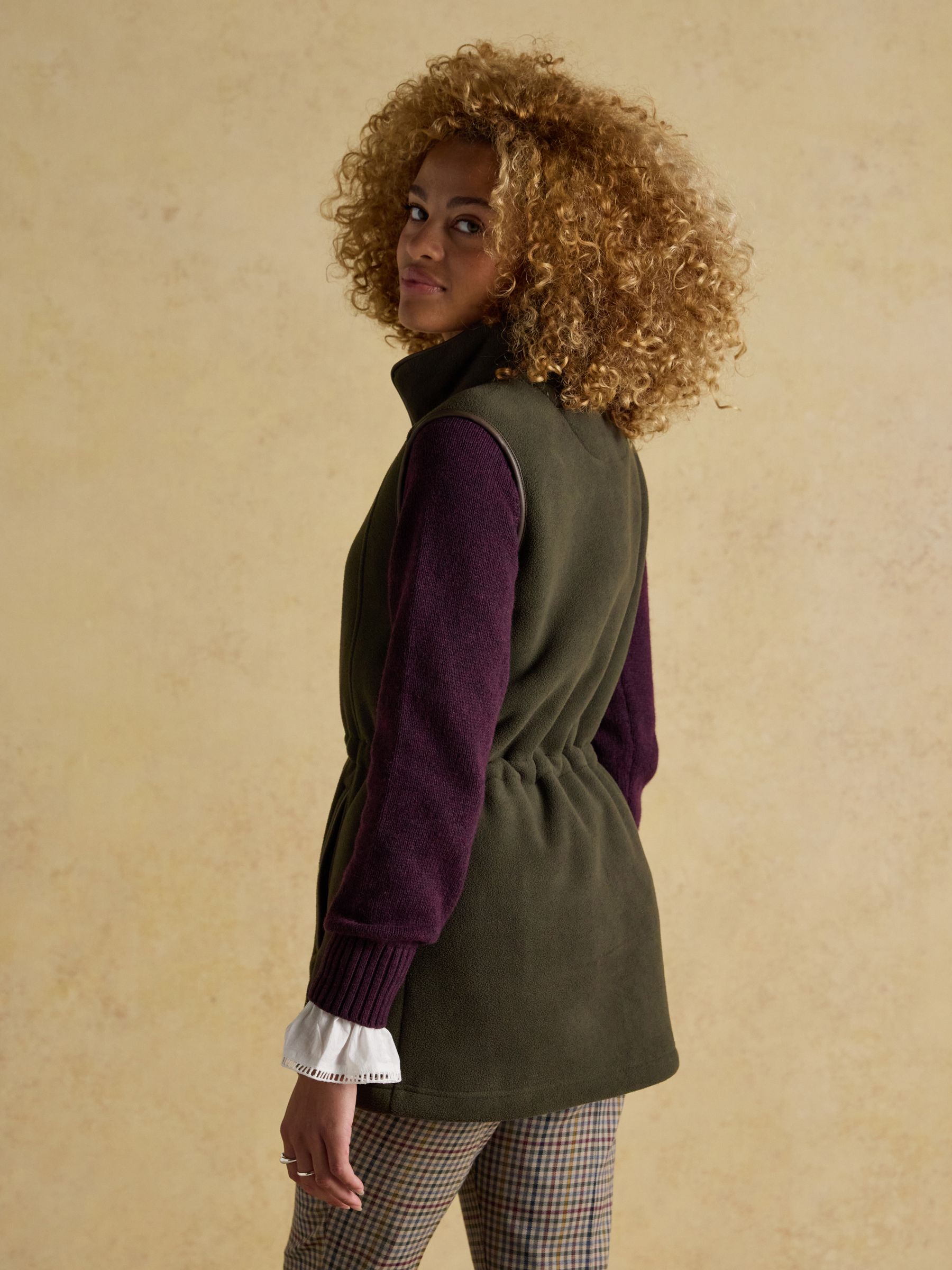 Heritage Khaki Green Longline Fleece Gilet - Image 3 of 11