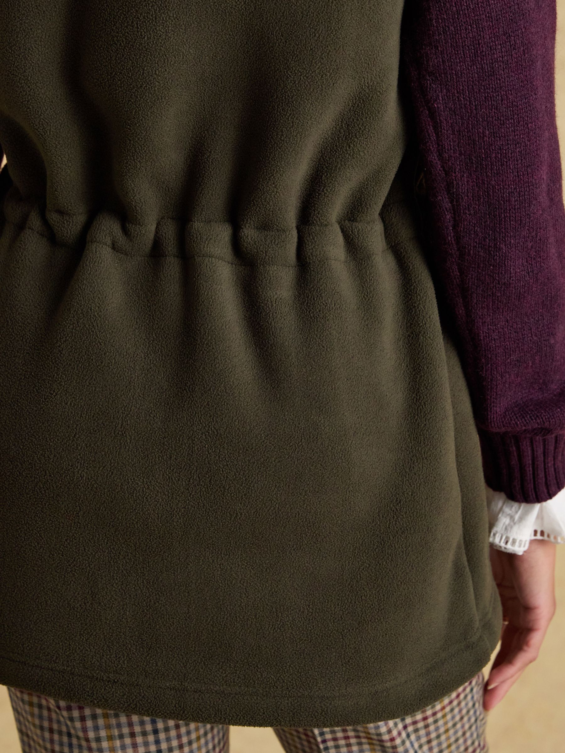 Heritage Khaki Green Longline Fleece Gilet - Image 9 of 11