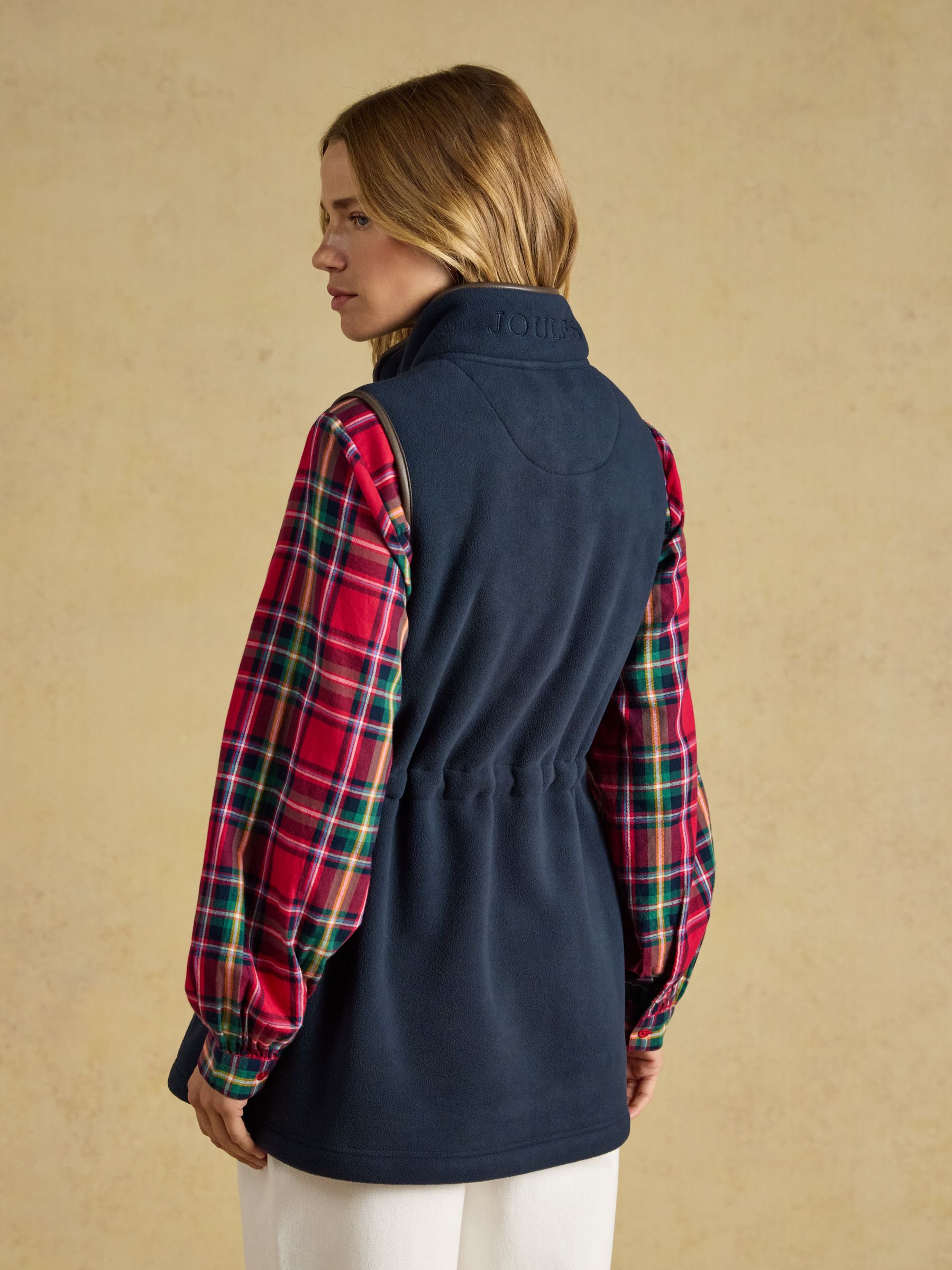 Heritage Navy Blue Longline Polar Fleece Gilet | Joules