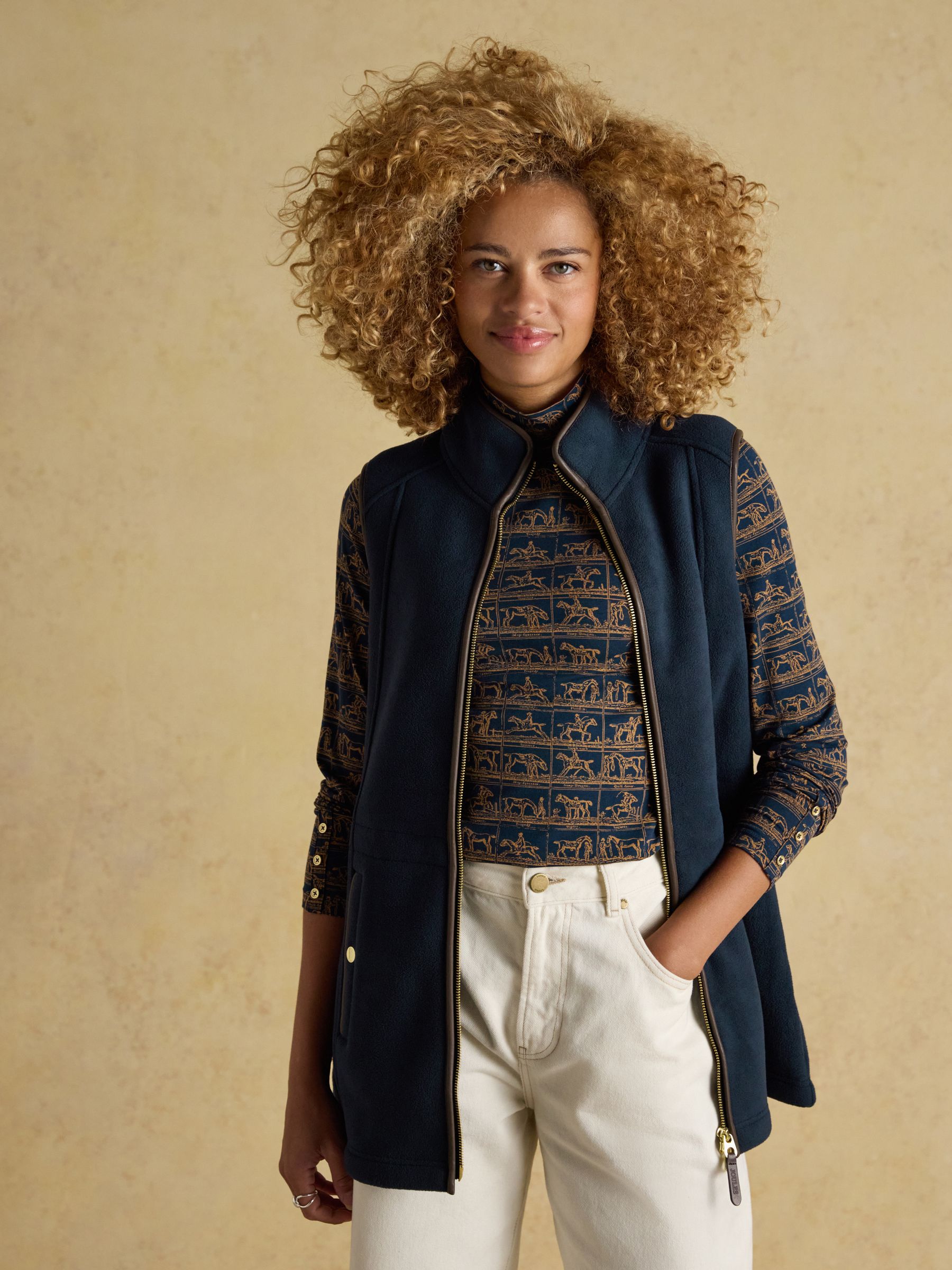 Heritage Navy Blue Longline Fleece Gilet - Image 3 of 10